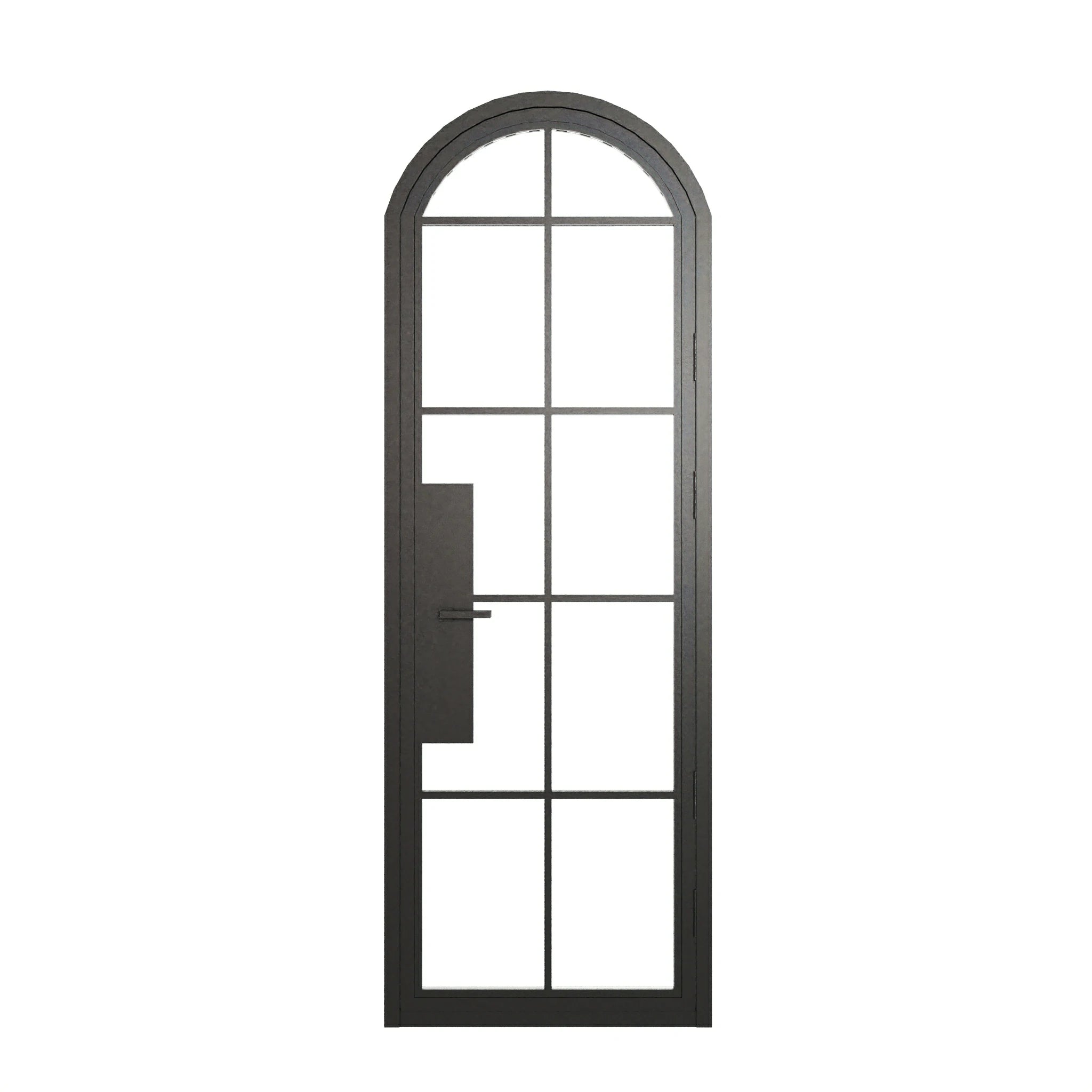 10 Lite Arched Single Front Door - steel and glass front door closed view - Alpada Doors
