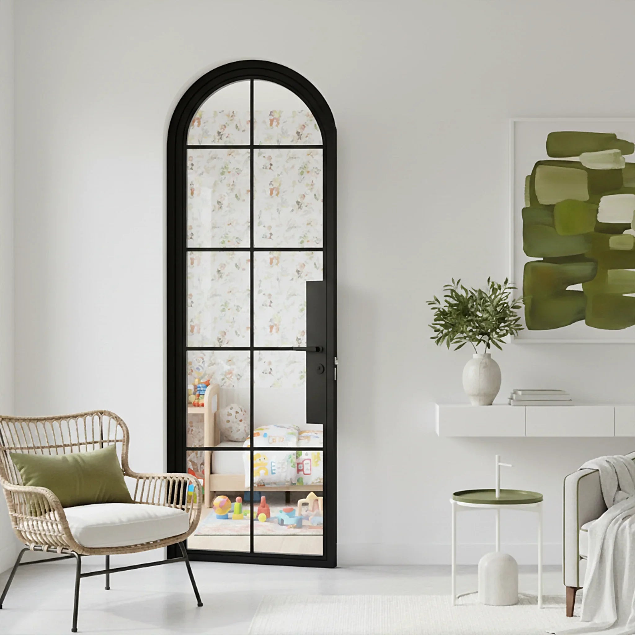 10 Lite Interior Steel Arched Top French Door