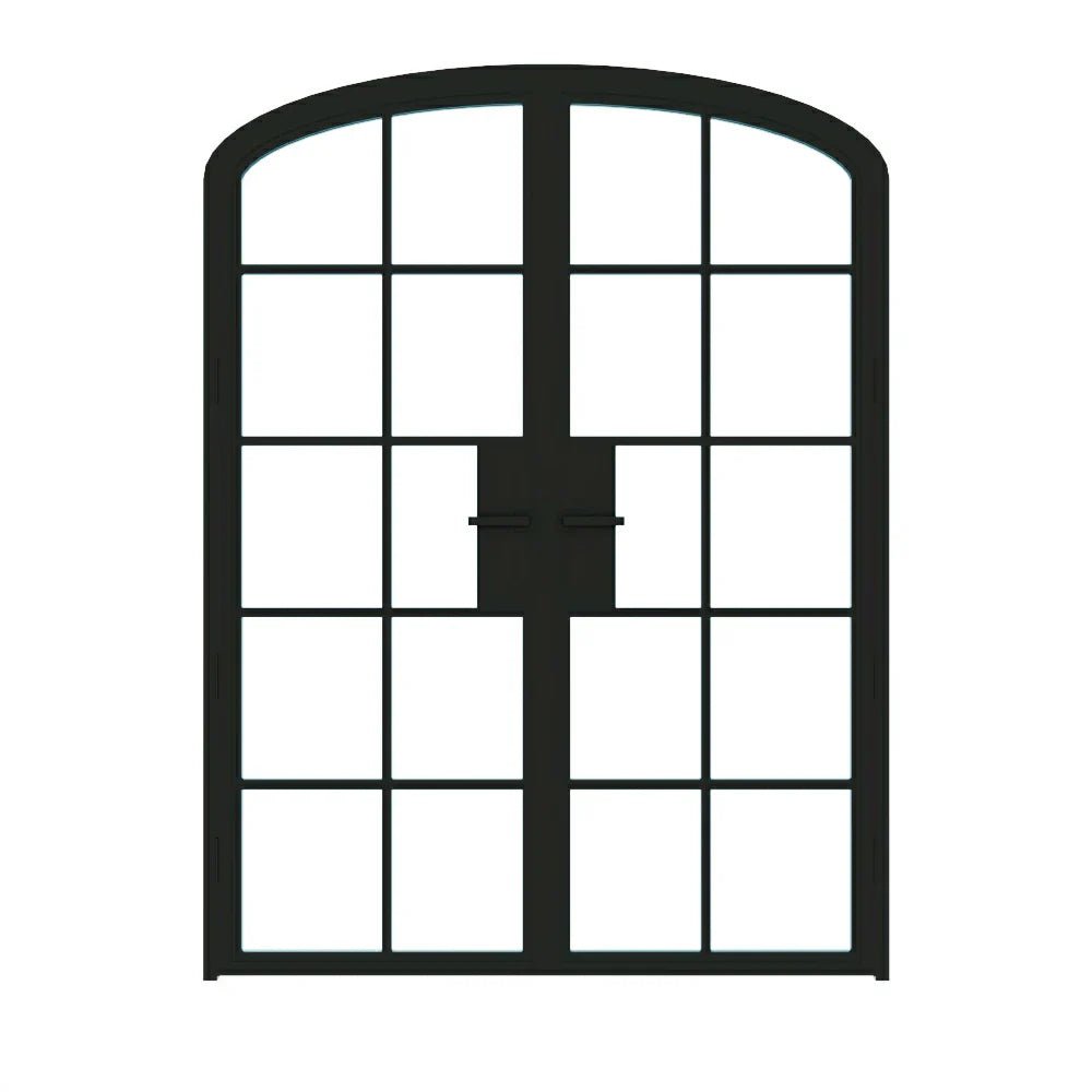 10 Lite Interior Steel Arched Top French Double Door - Alpada Doors