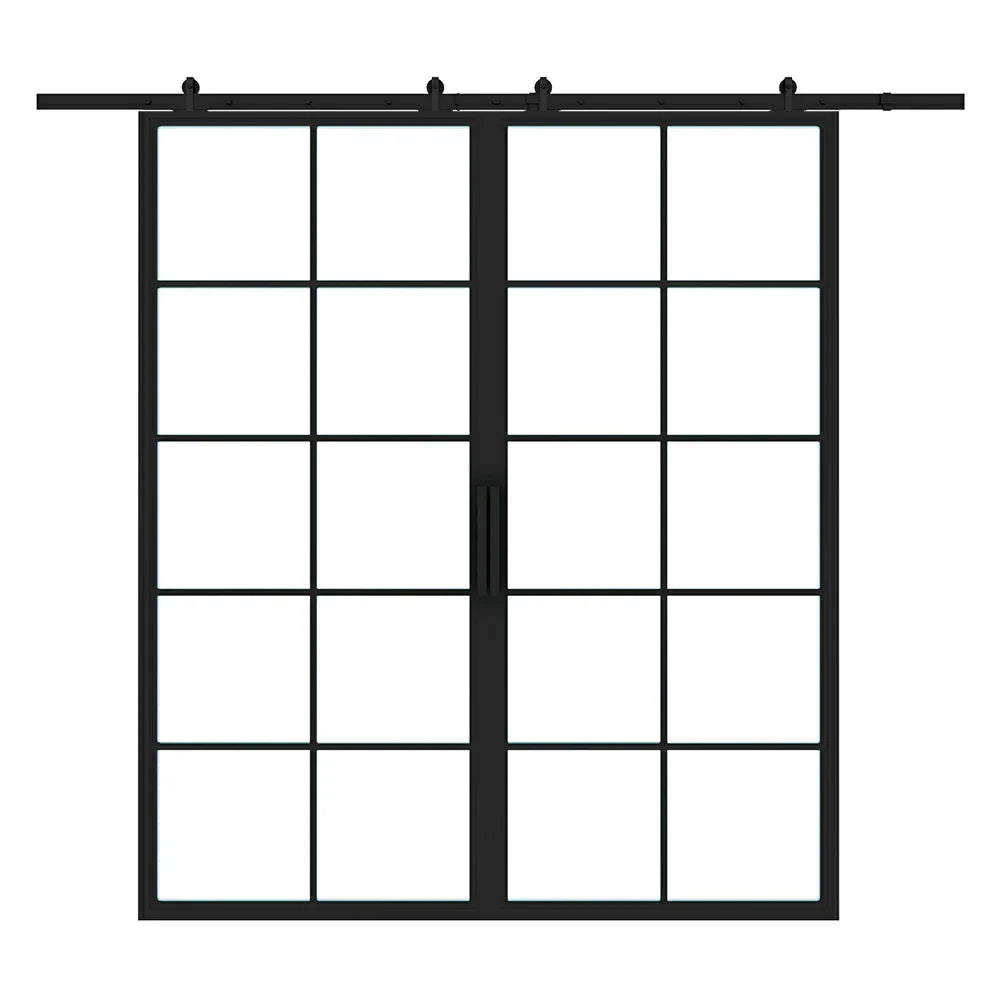 10 Lite Interior Steel Double Barn Door
