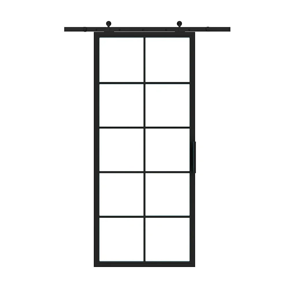 10 Lite Interior Steel French Barn Door - AlpadaDoors - Interior single barn door