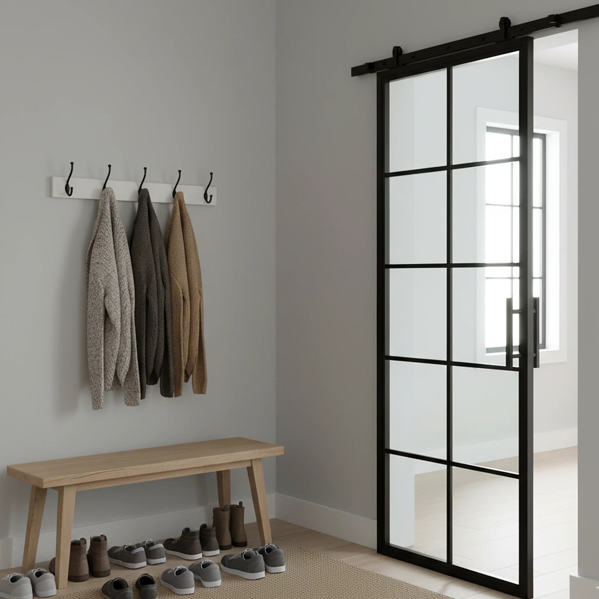 10 Lite Interior Steel French Barn Door Classic Grid - Alpada Doors