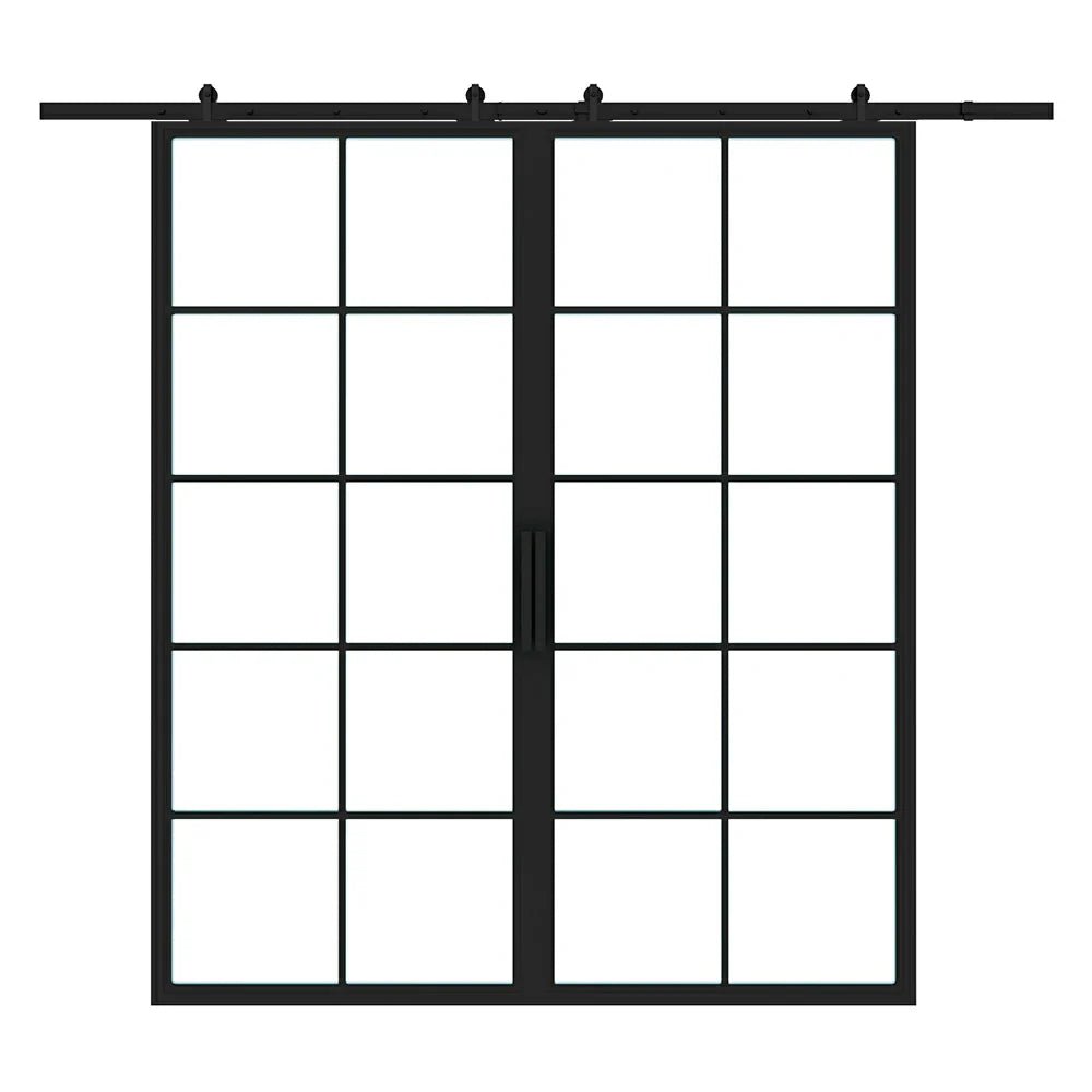 10 Lite Interior Steel French Double Barn Door - AlpadaDoors - Interior double barn door