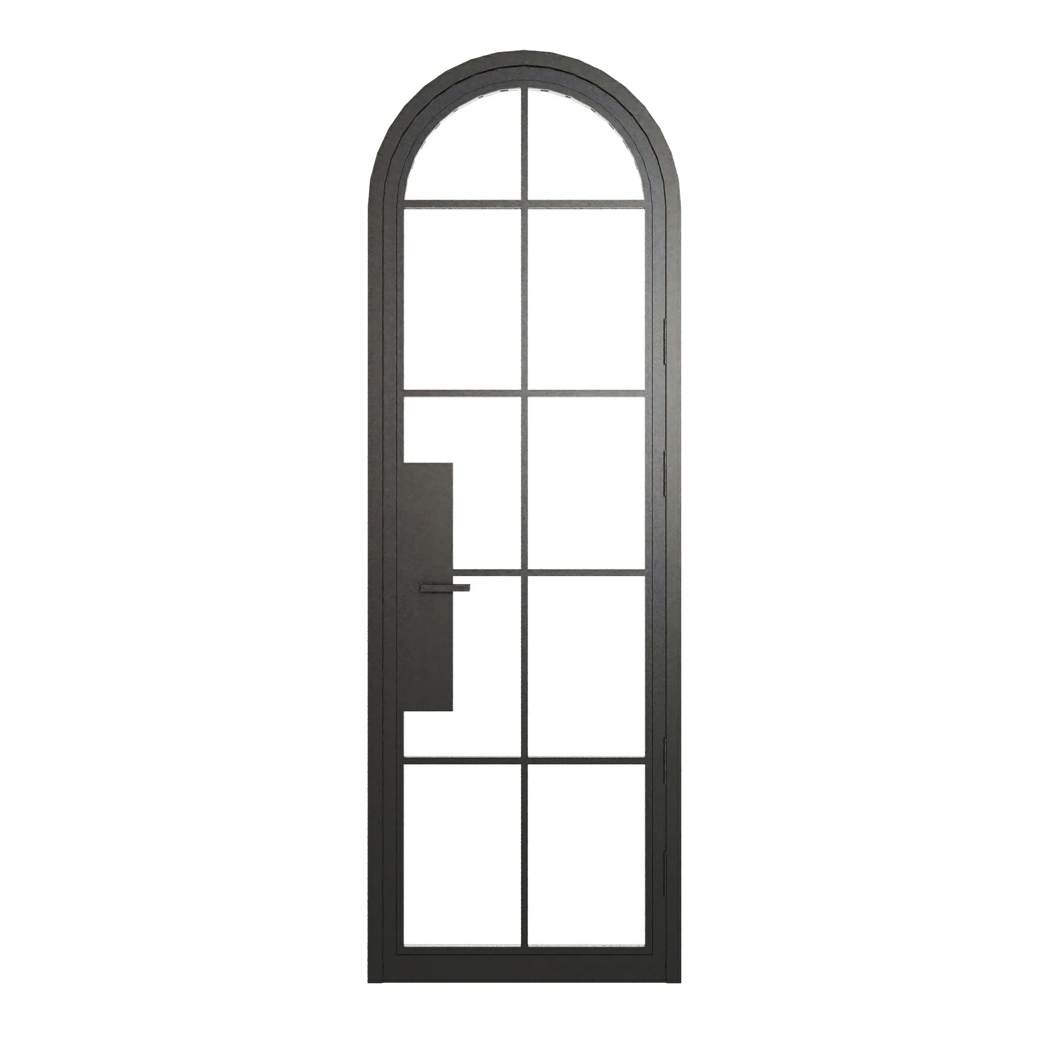 10 Lite Round Top Single Front Door - steel and glass front door closed view - Alpada Doors