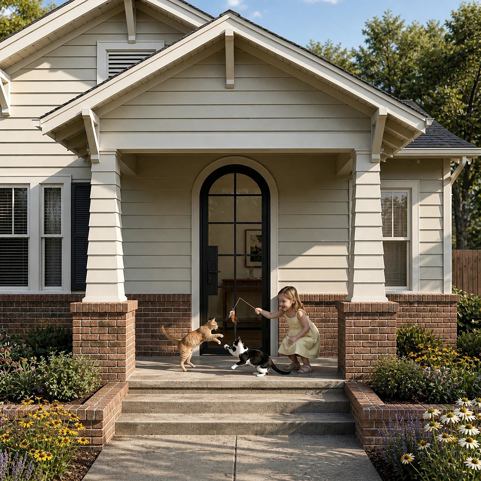 12 Lite Arched Single Front Door - steel and glass front door front view - Alpada Doors