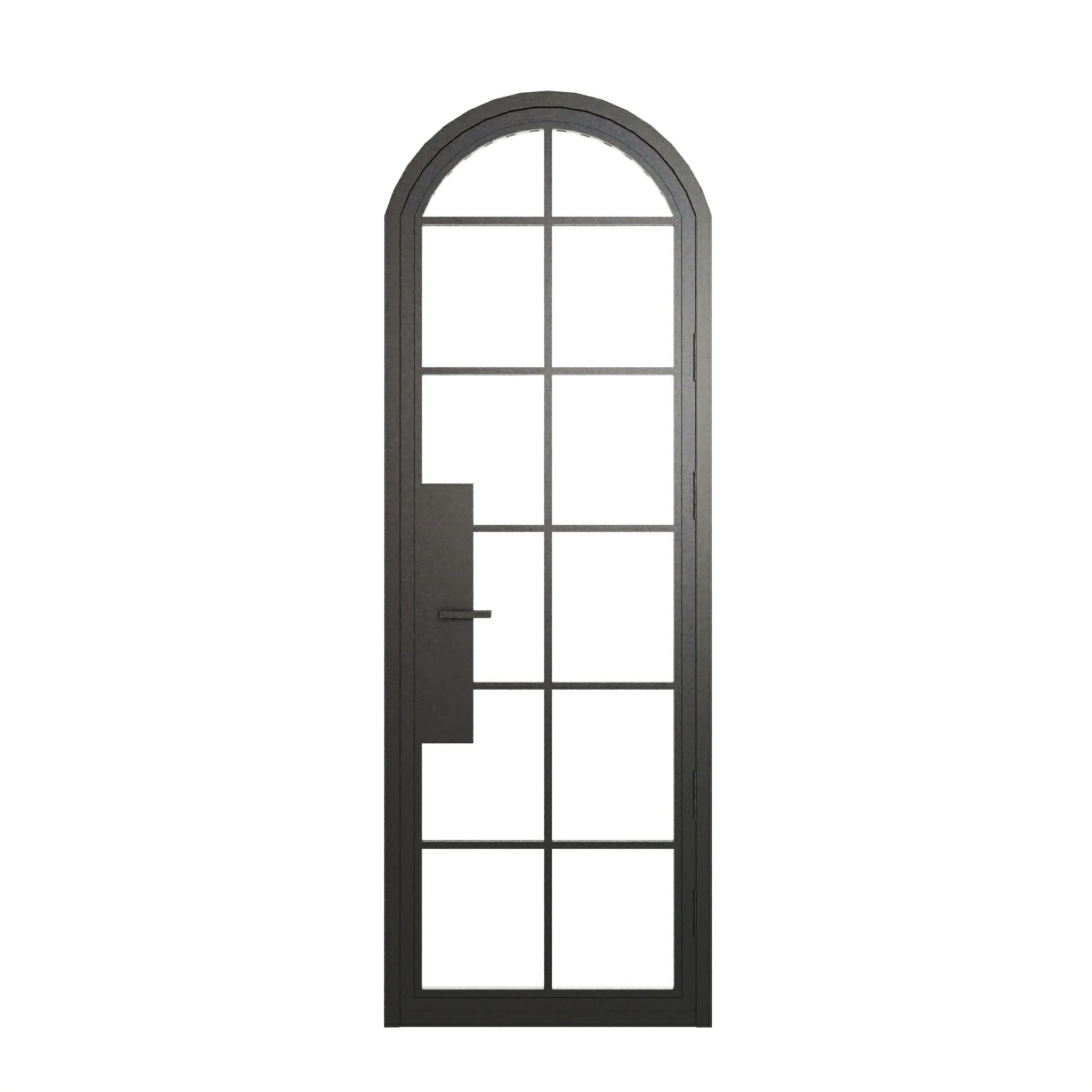 12 Lite Arched Single Front Door - steel and glass front door closed view - Alpada Doors
