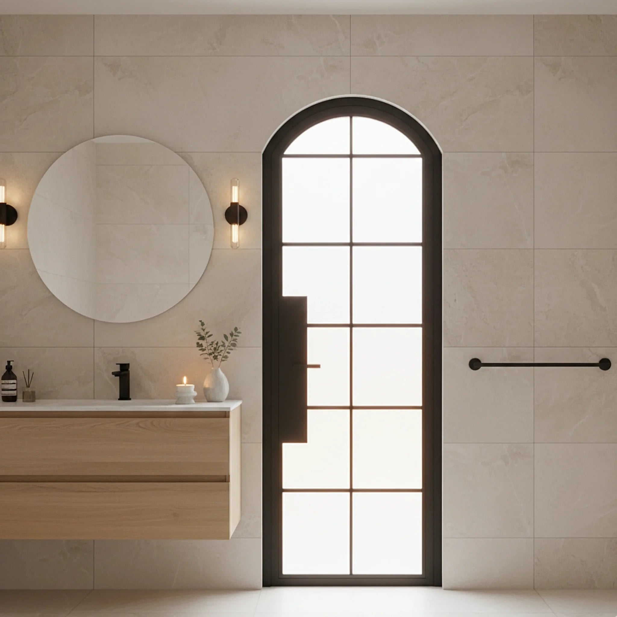 12 Lite Interior Steel Arched Top French Door Classic Grid - Alpada Doors