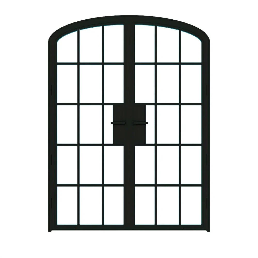 15 Lite Interior Steel Arched Top French Double Door - AlpadaDoors - Arched interior french doors