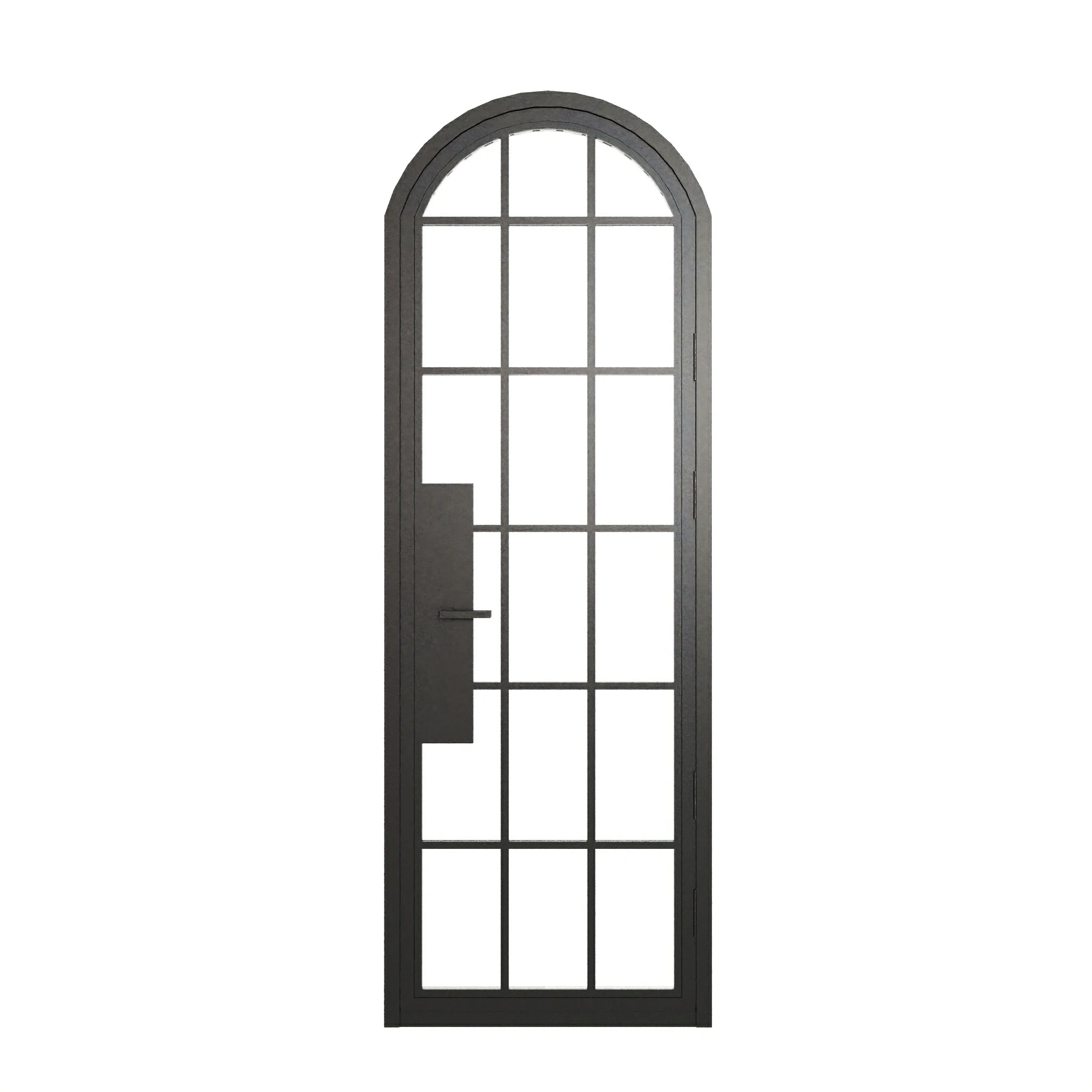 18 Lite Arched Single Front Door - steel and glass front door closed view - Alpada Doors