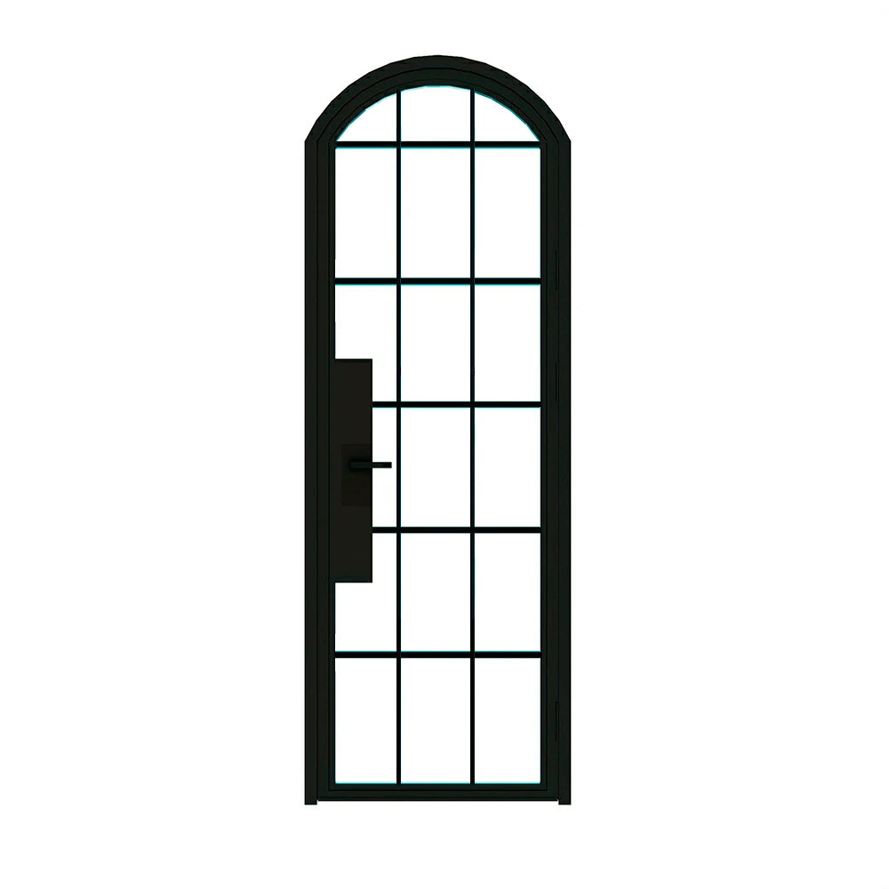 18 Lite Interior Steel Arched Top French Door