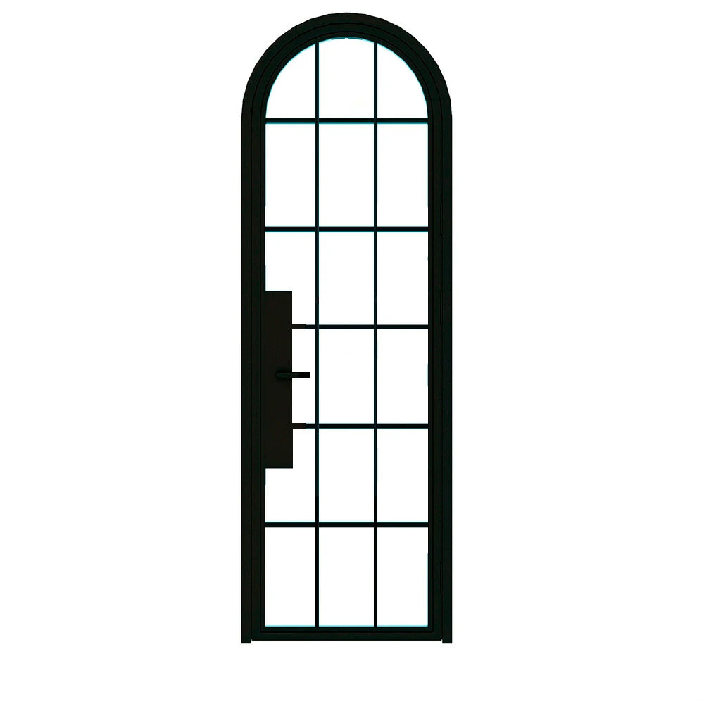 18 Lite Interior Steel Round Top French Door