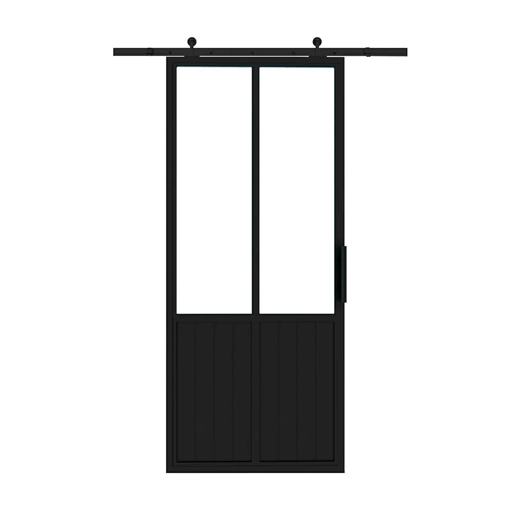 2 Lite Interior Steel Barn Door - AlpadaDoors - Interior single barn door