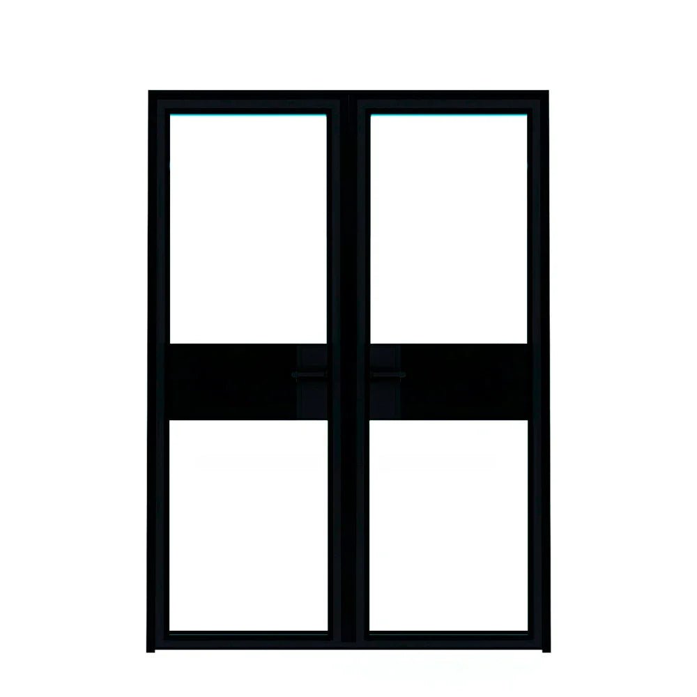 2 Lite Interior Steel Double Door - Alpada Doors
