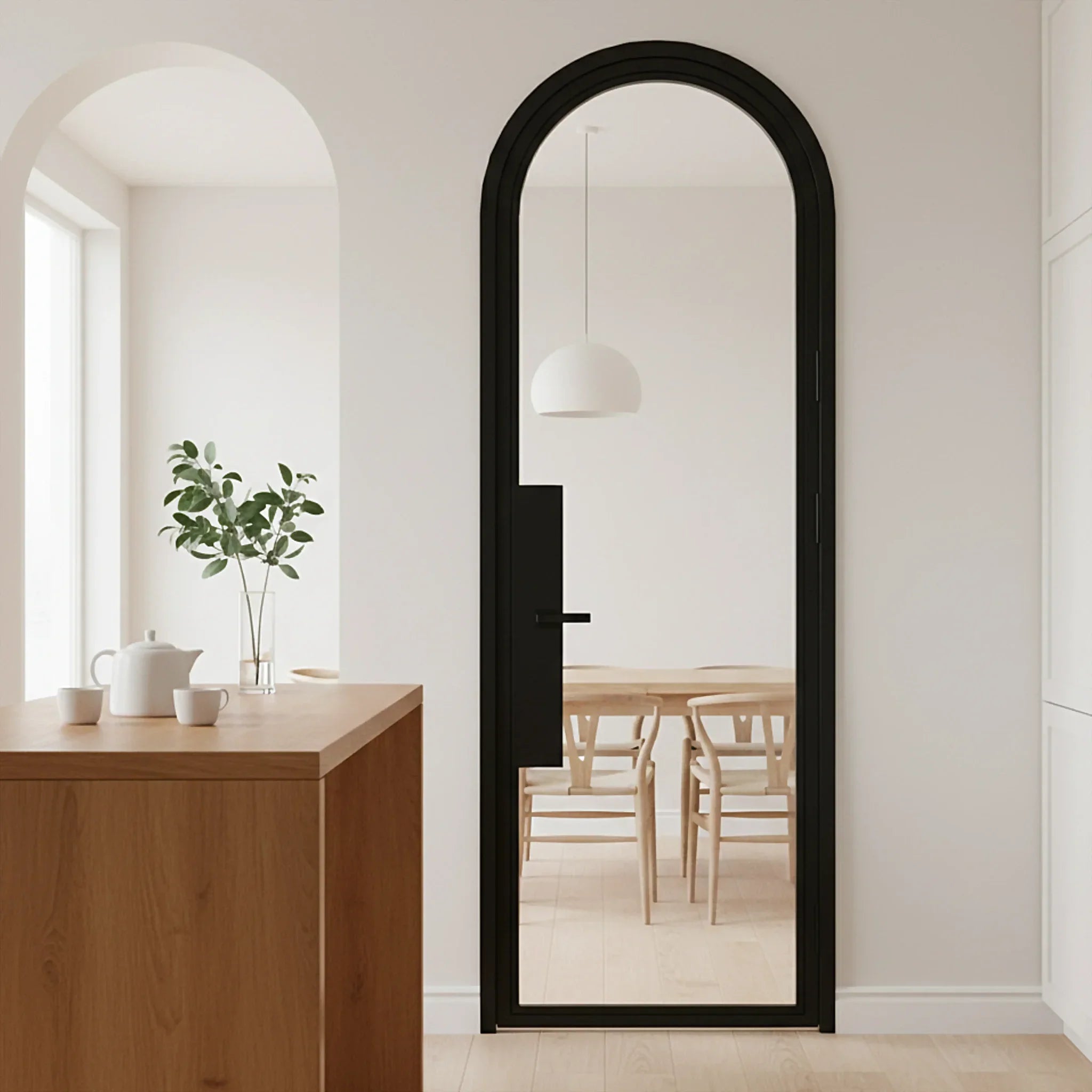 2 Lite Interior Steel Round Top French Door - AlpadaDoors - Arched interior french doors