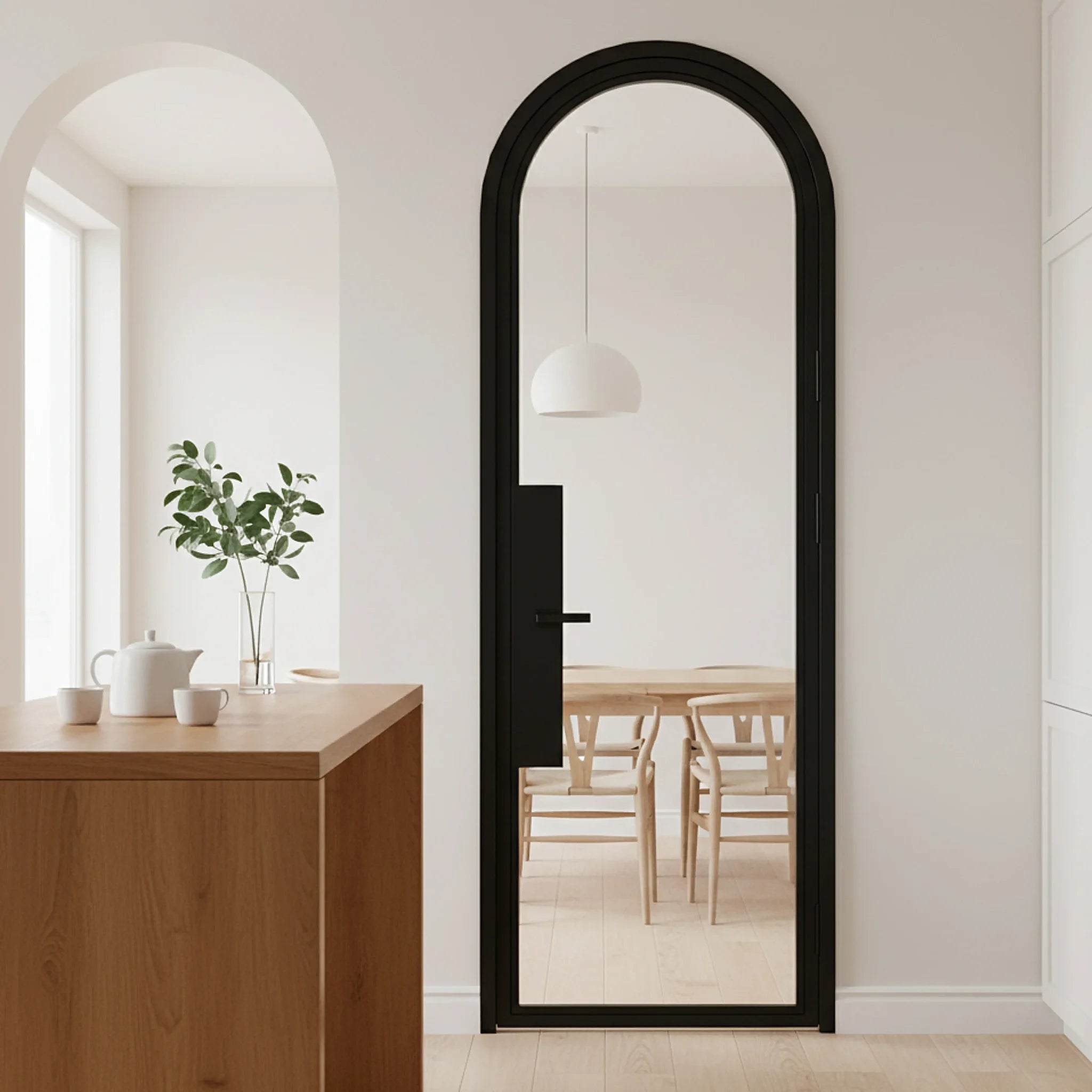 2 Lite Interior Steel Round Top French Door Modern Line - Alpada Doors