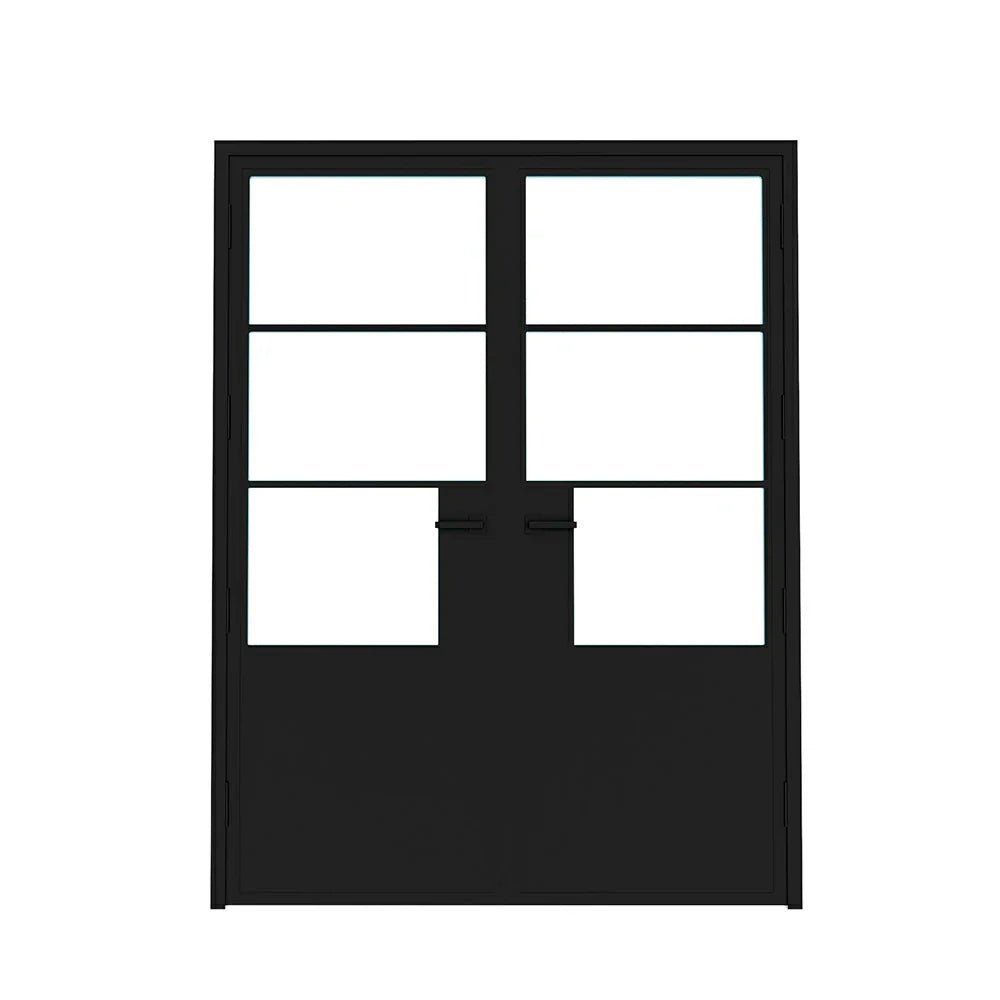 3 Lite Interior Steel Double Door - Alpada Doors