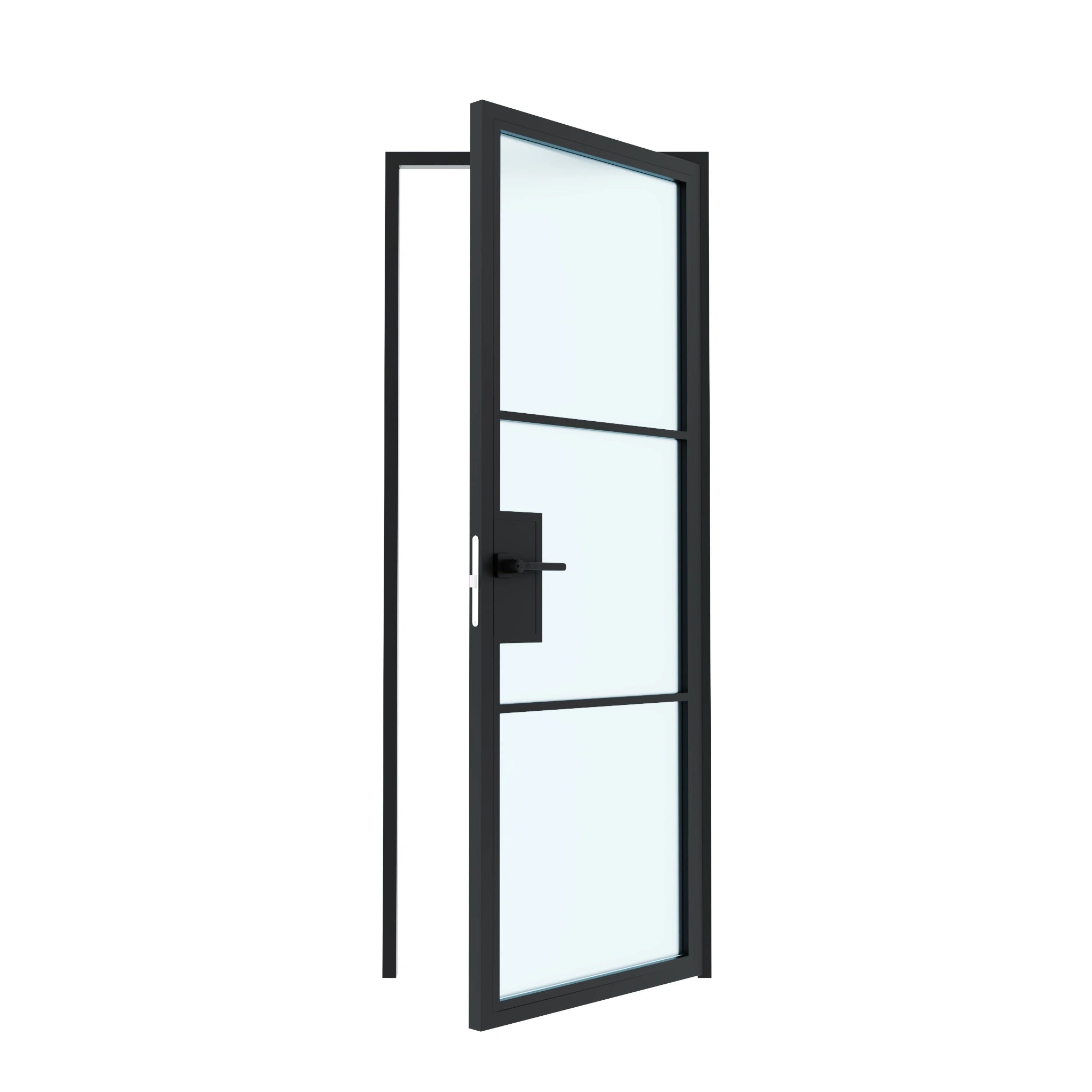 3 Lite Interior Steel French Door Frosted Glass - AlpadaDoors - Interior single swing door