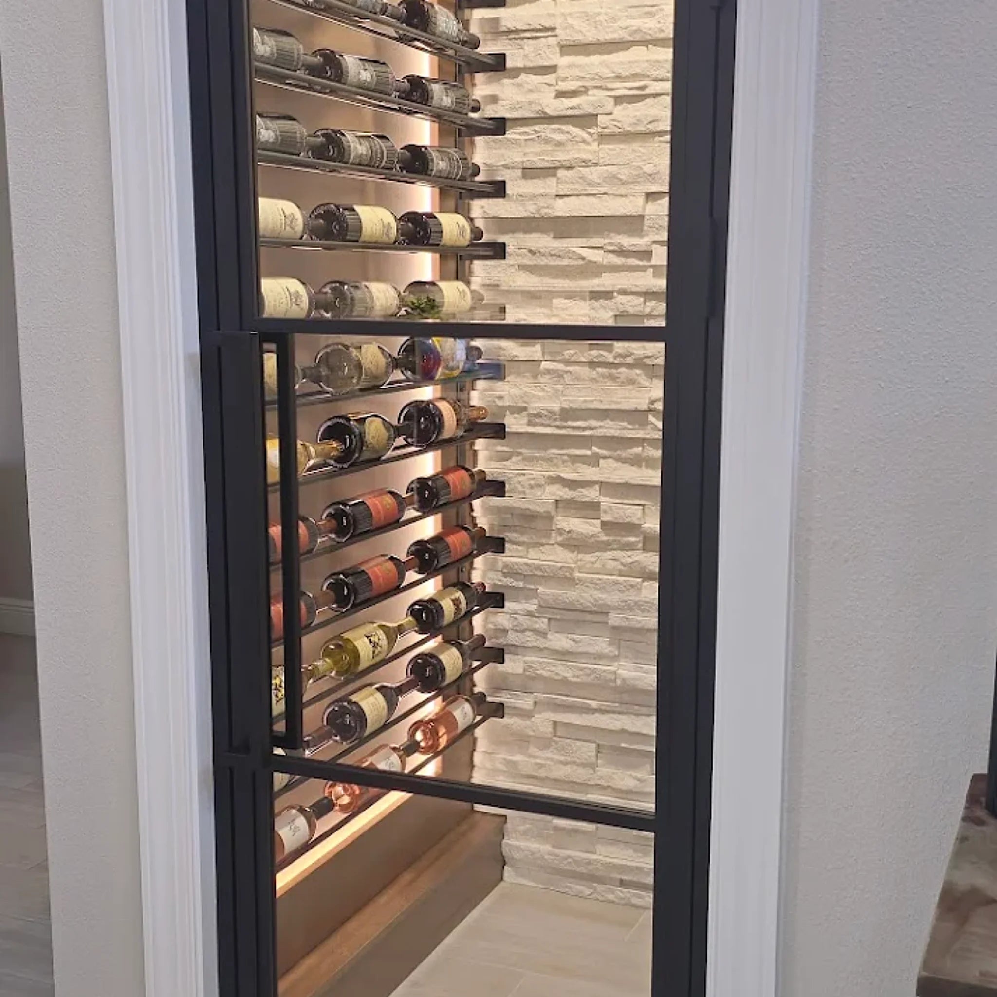3 Lite Interior Steel French Door Frosted Glass Modern Line - Alpada Doors