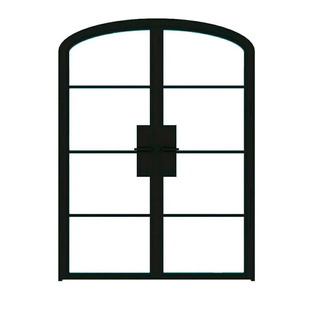 4 Lite Interior Steel Arched Top French Double Door - AlpadaDoors - Arched interior french doors