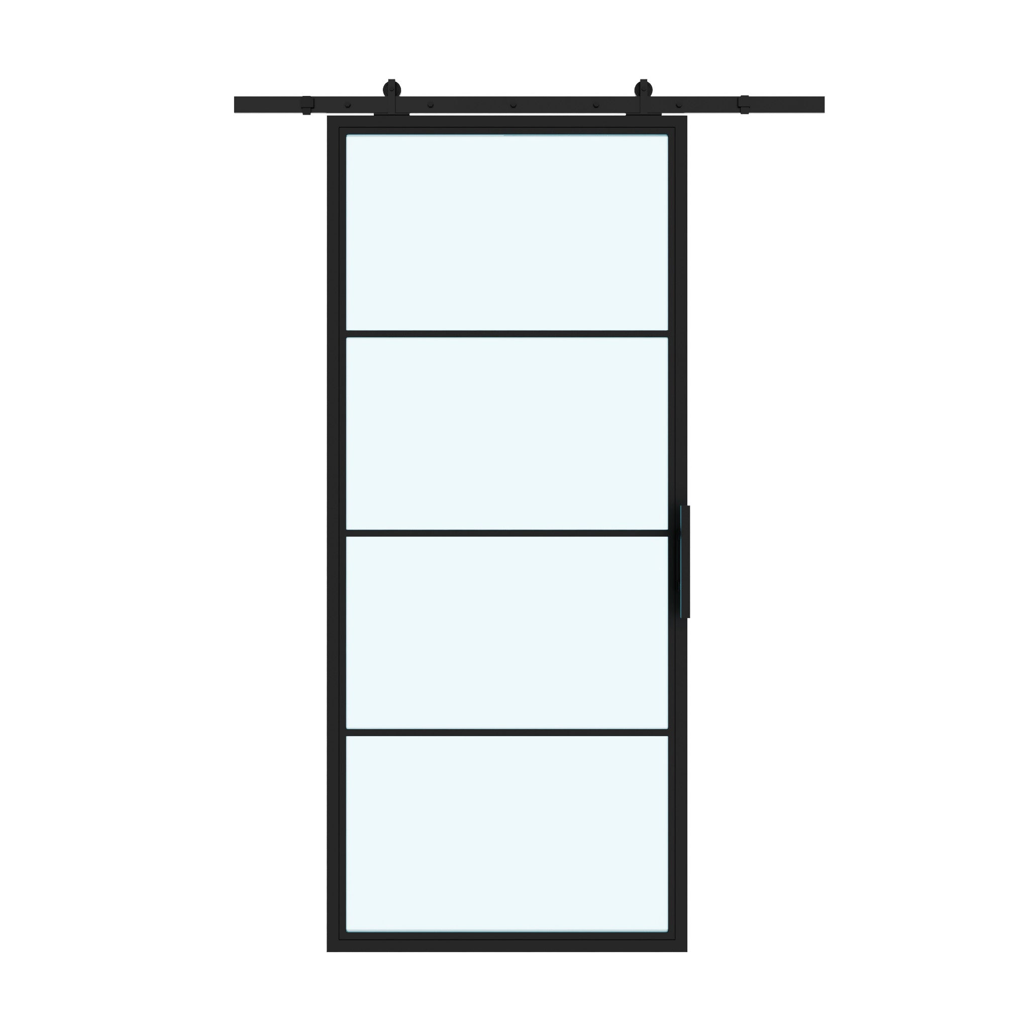 4 Lite Interior Steel Barn Door Frosted Glass