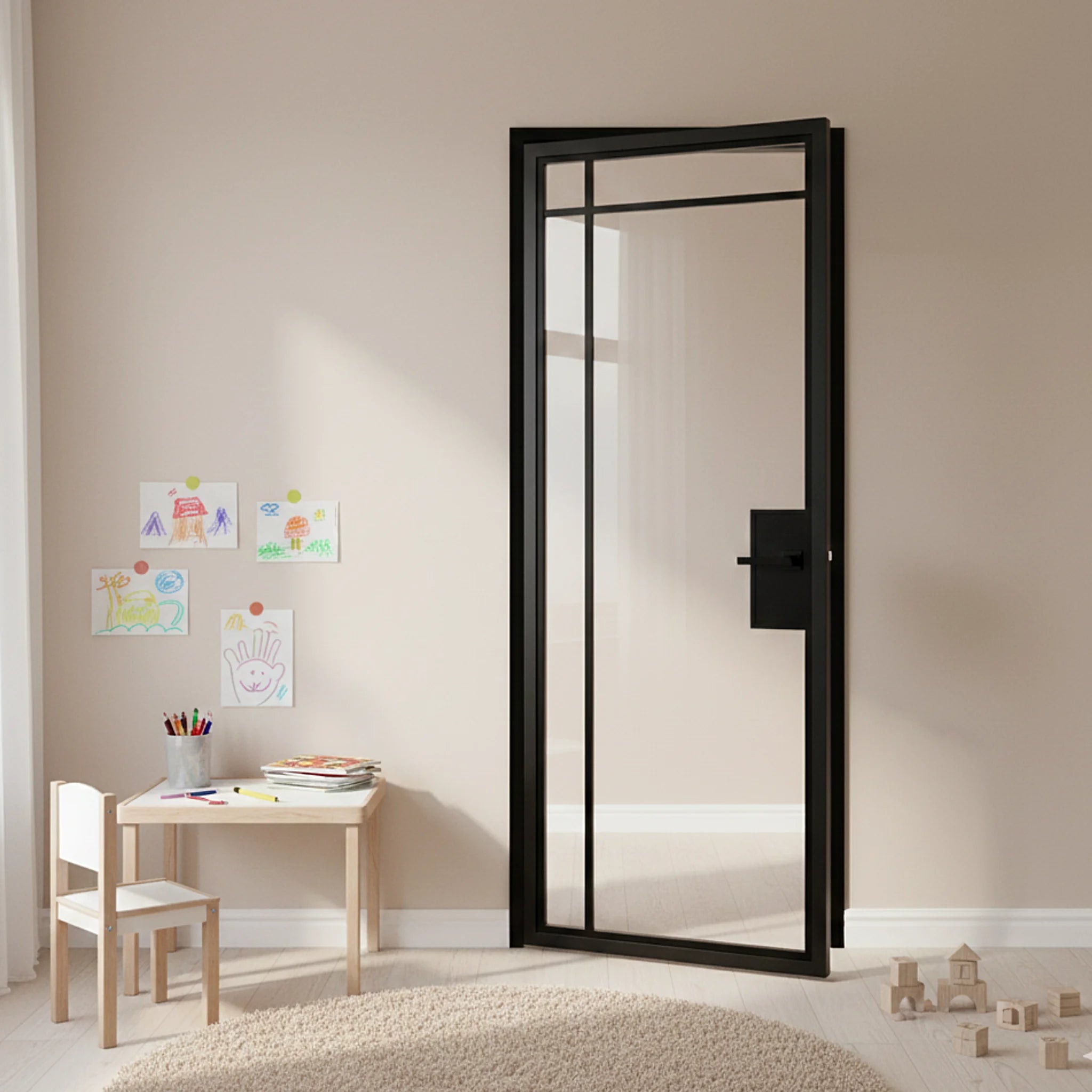 4 Lite Interior Steel Door Top Outward Edgeline - Alpada Doors
