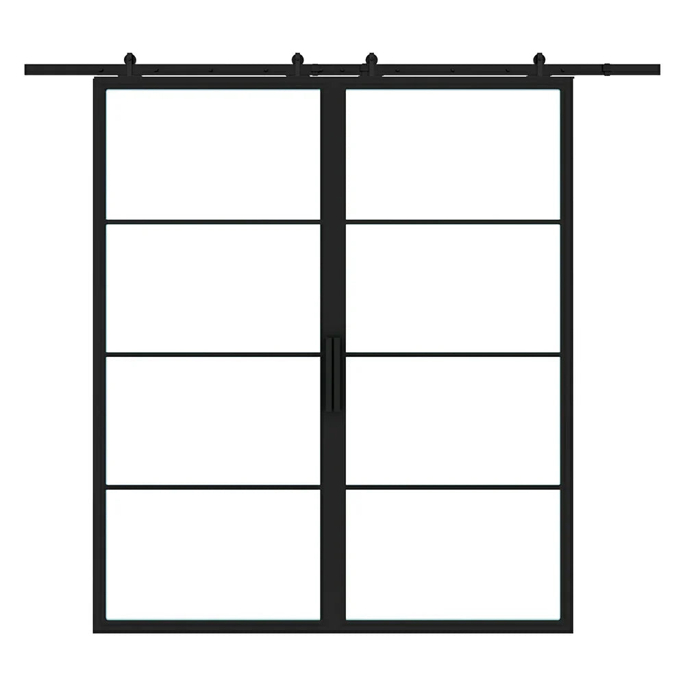 4 Lite Interior Steel Double Barn Door