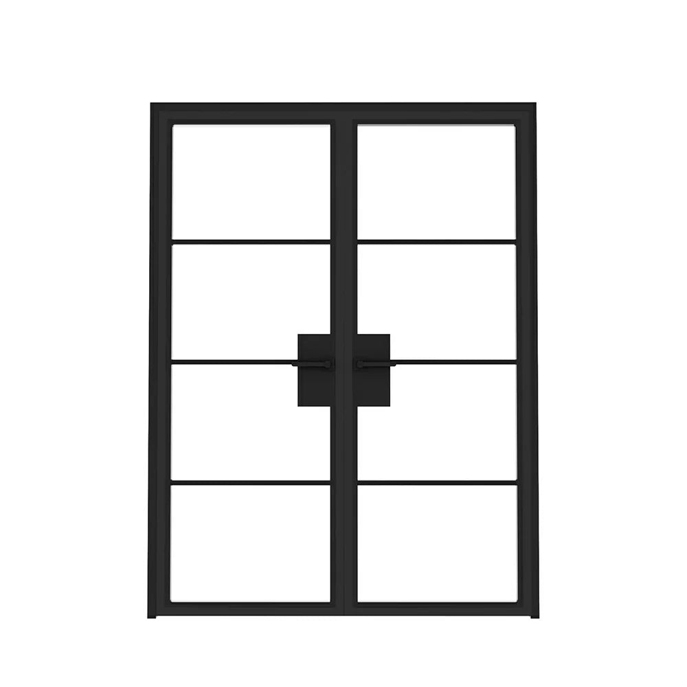 4 Lite Interior Steel French Double Door - Alpada Doors