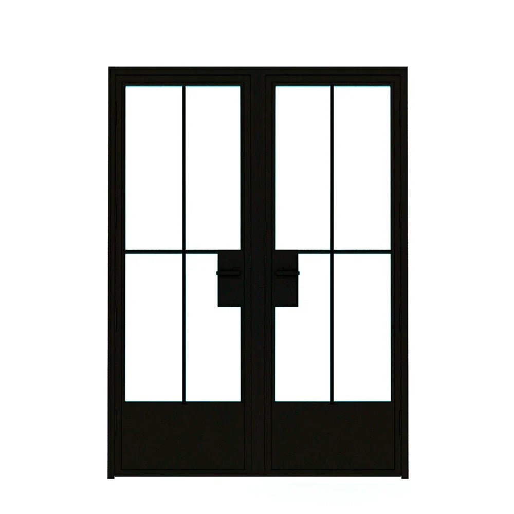 4 Lite Interior Steel French Double Door - AlpadaDoors - Interior double swing door