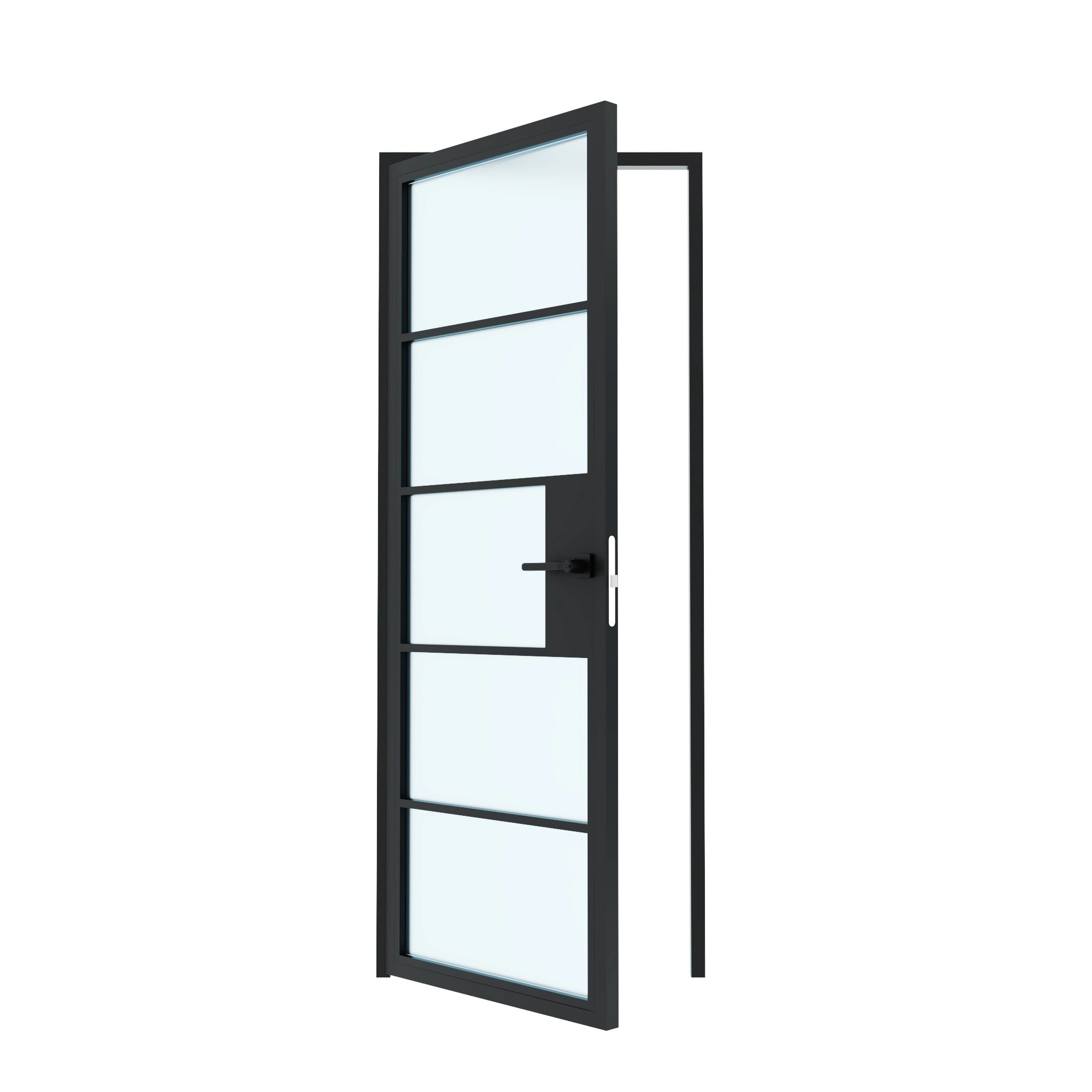 5 Lite Interior Steel French Door Frosted Glass - AlpadaDoors - Interior single swing door