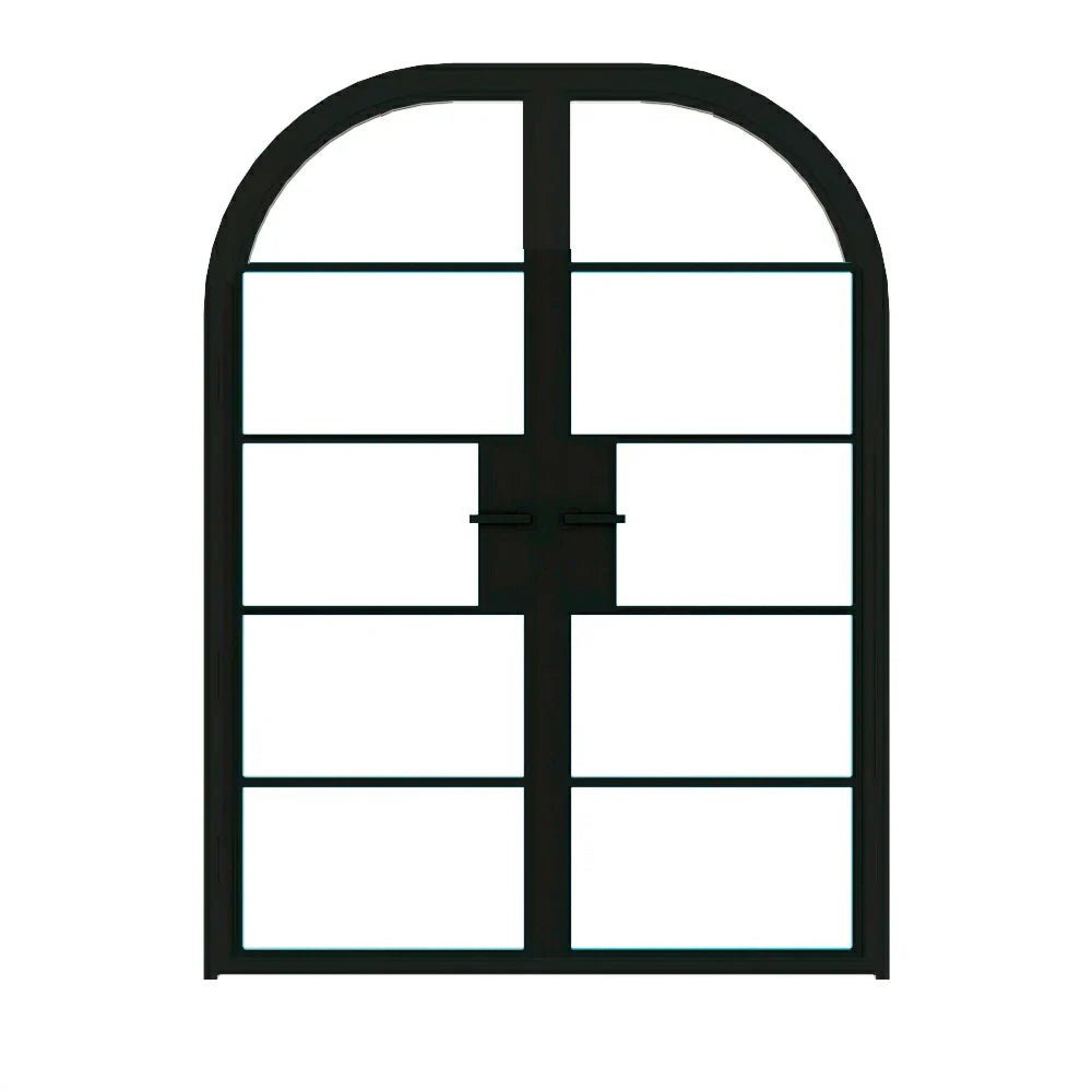 5 Lite Interior Steel Round Top French Double Door - AlpadaDoors - Arched interior french doors