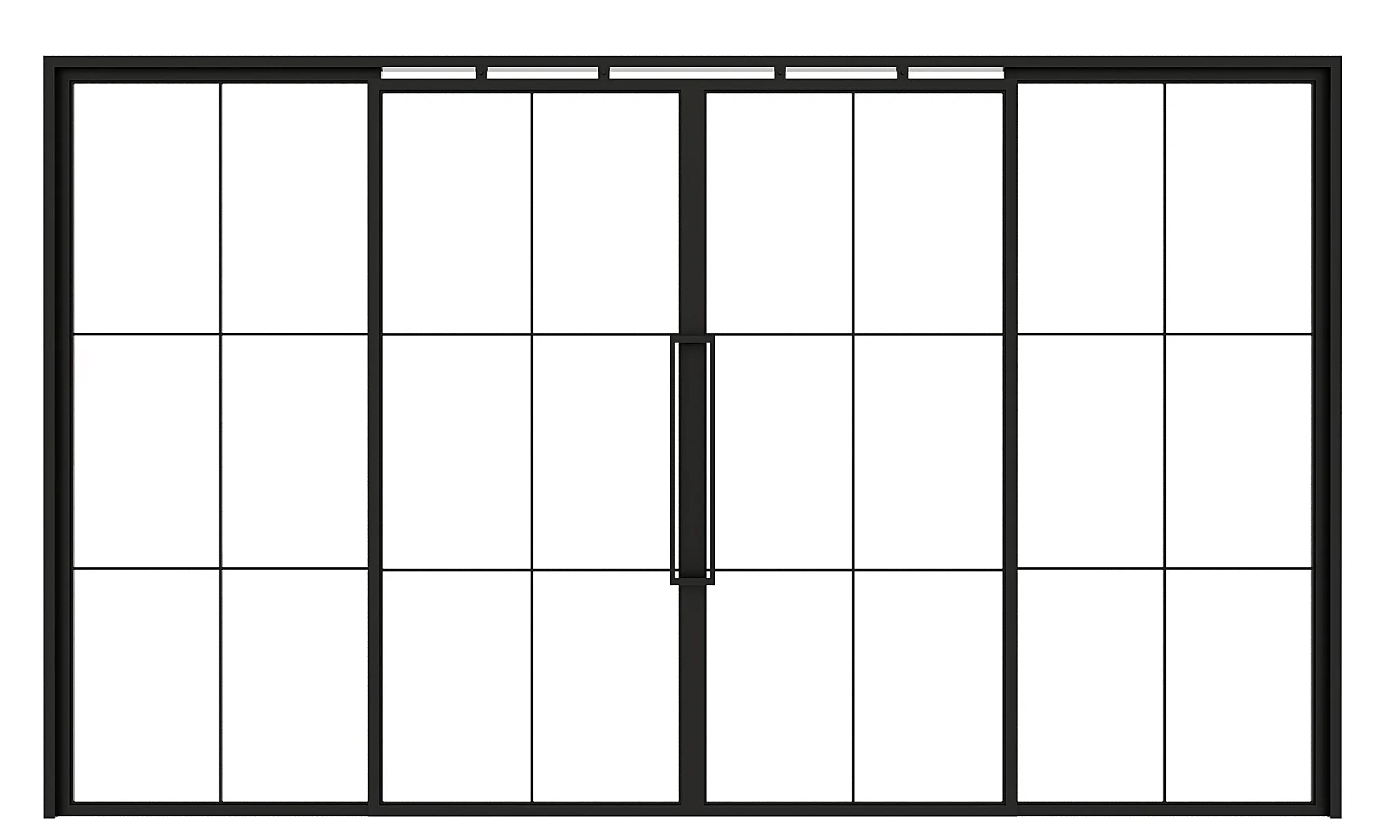 6 Lite Double Interior Sliding Door - French grid sliding glass room divider closed - Alpada Doors