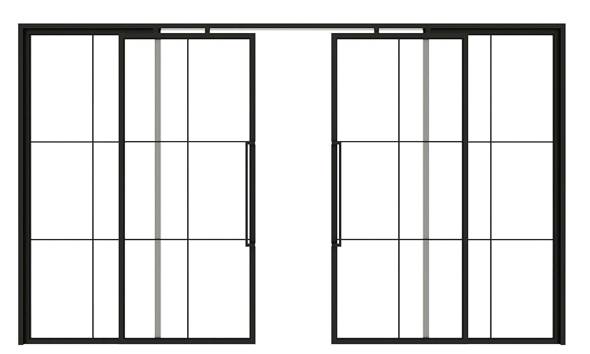 6 Lite Double Interior Sliding Door - French grid sliding glass room divider open - Alpada Doors