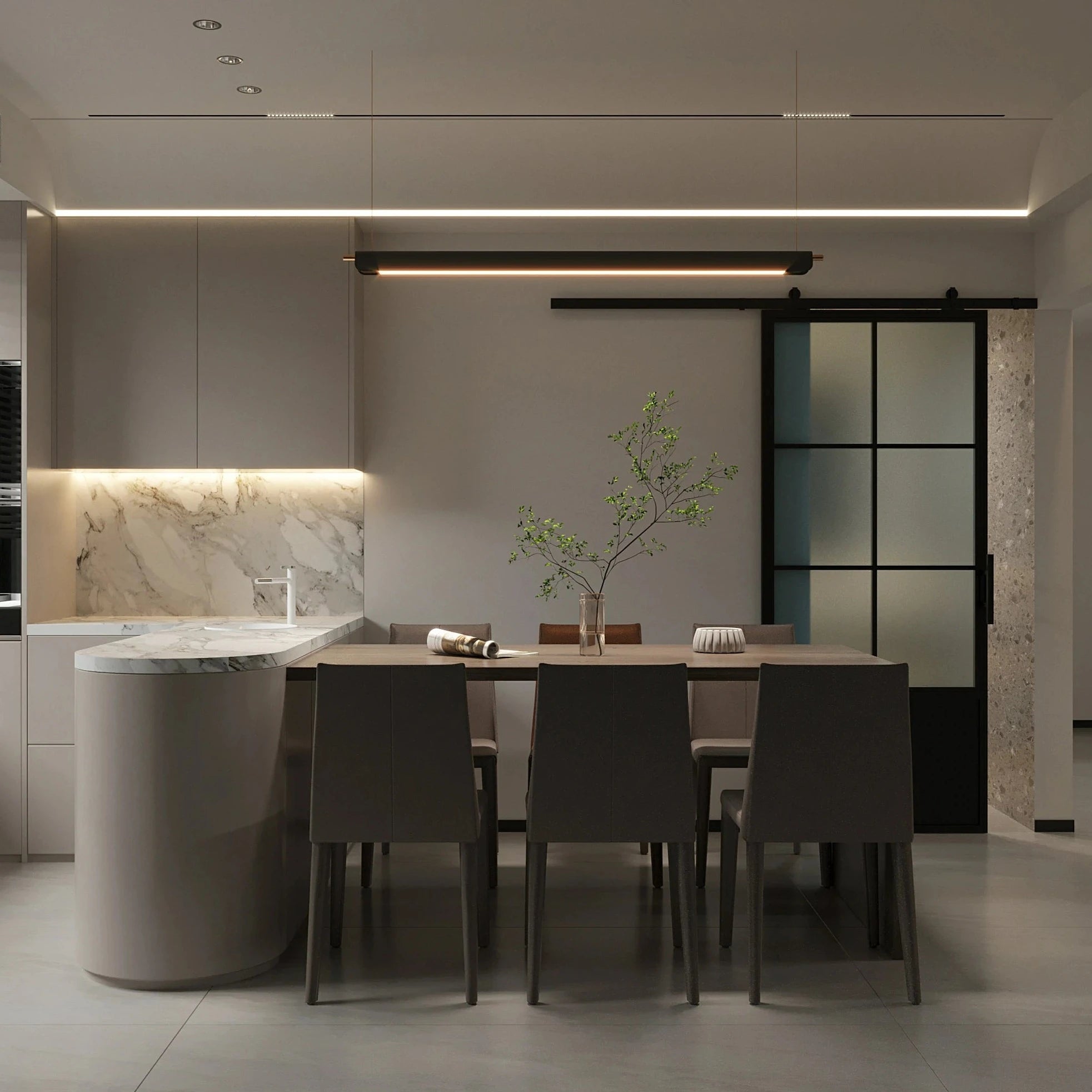 6 Lite Interior French Barn Door w/ Steel Panel Frosted Glass - AlpadaDoors - Interior single barn door