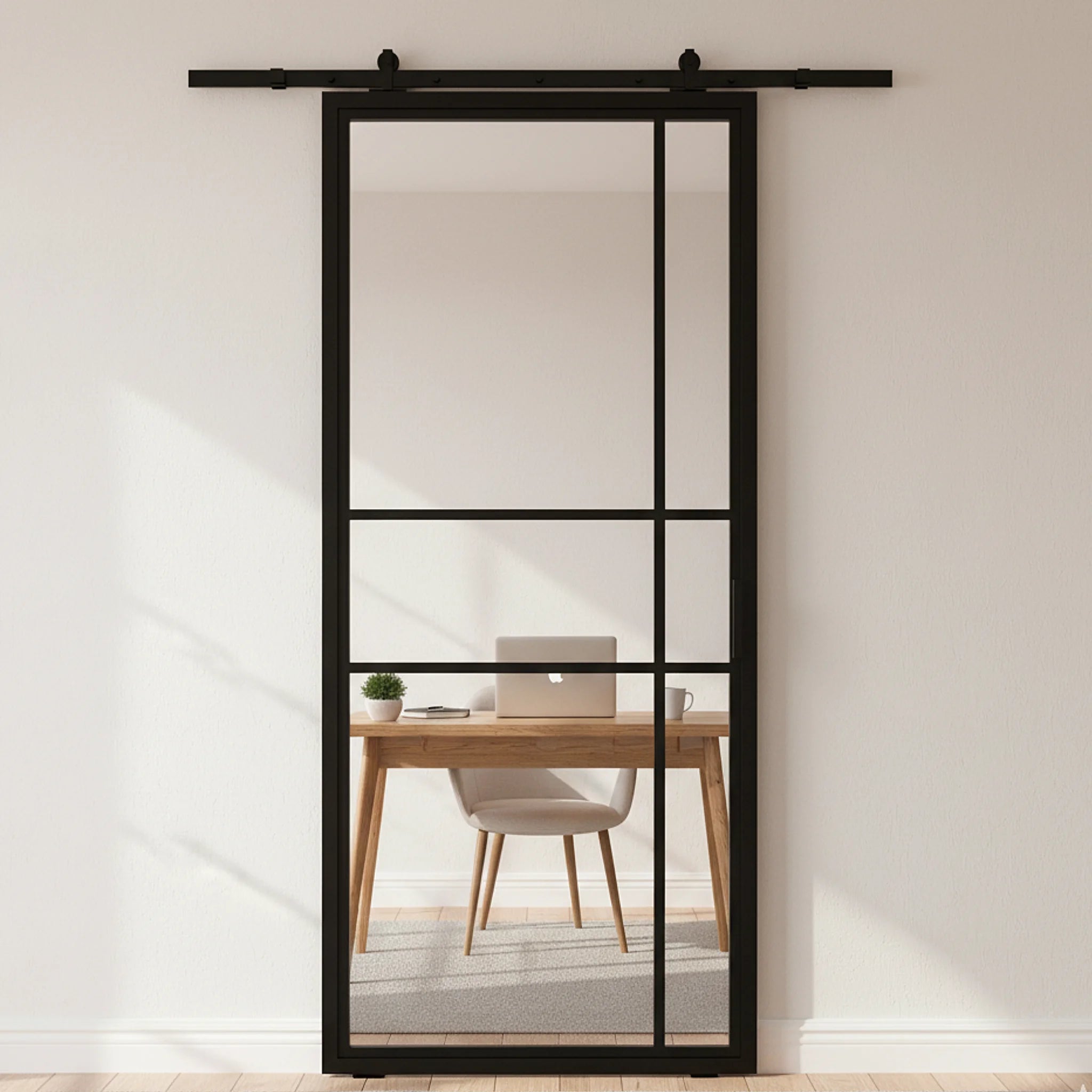 6 Lite Interior Steel Barn Door Clear Glass – Inward