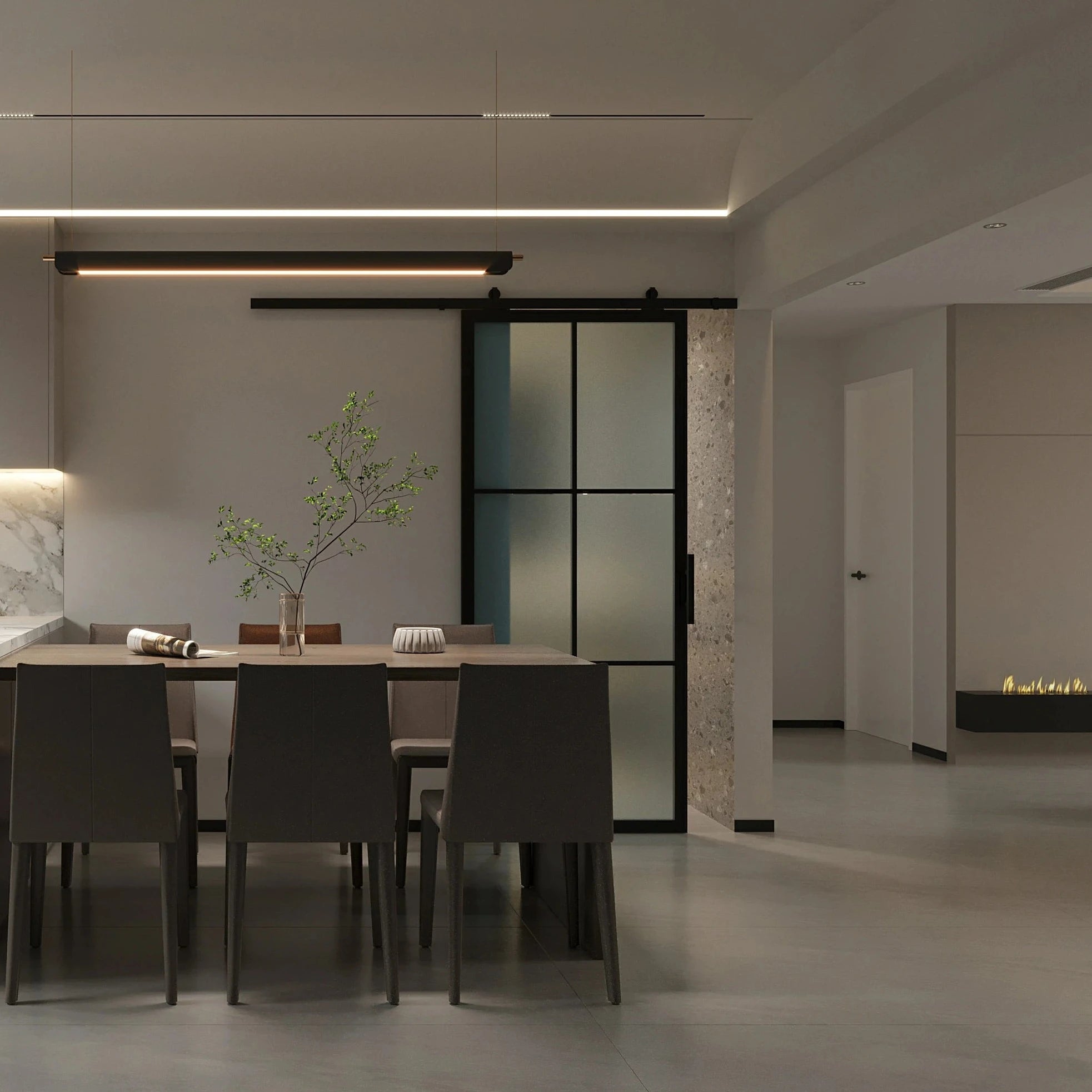6 Lite Interior Steel Barn Door Frosted Glass in Interior