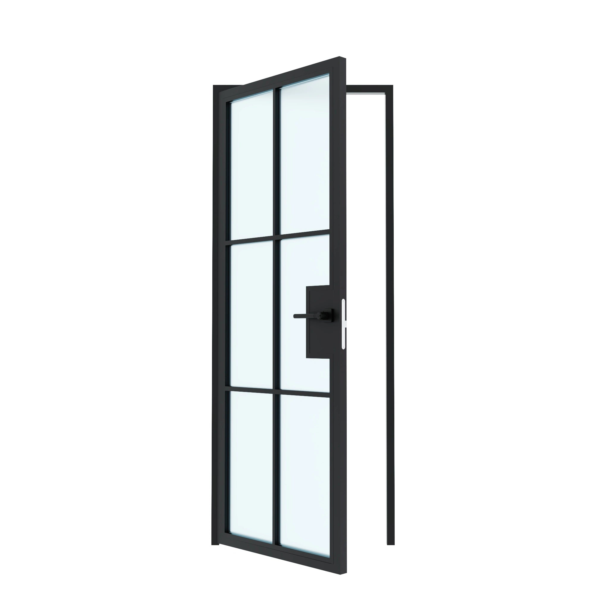 6 Lite Interior Steel French Door Frosted Glass - AlpadaDoors - Interior single swing door
