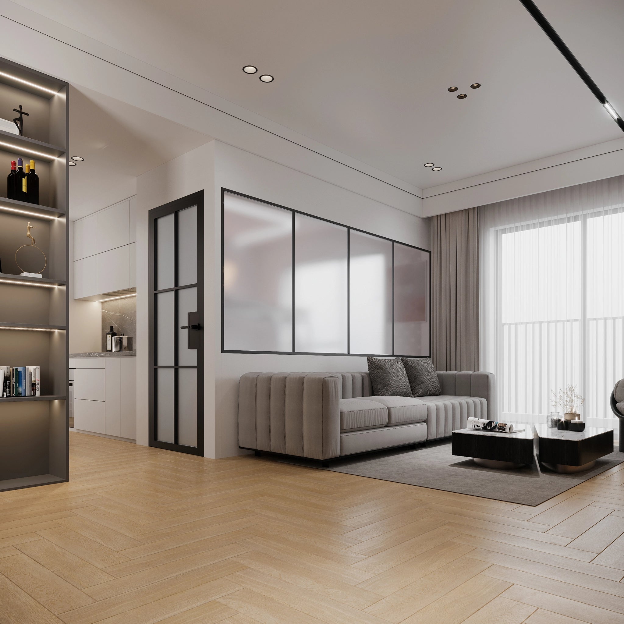 6 Lite Interior Steel French Door Frosted Glass - AlpadaDoors - Interior single swing door