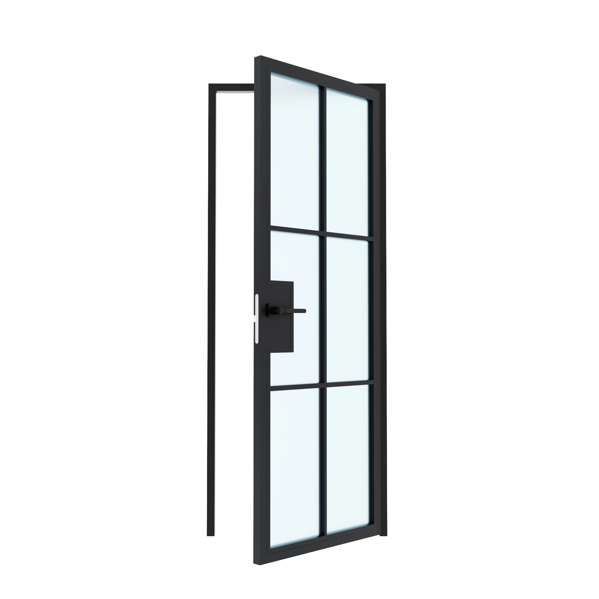 6 Lite Interior Steel French Door Frosted Glass - AlpadaDoors - Interior single swing door