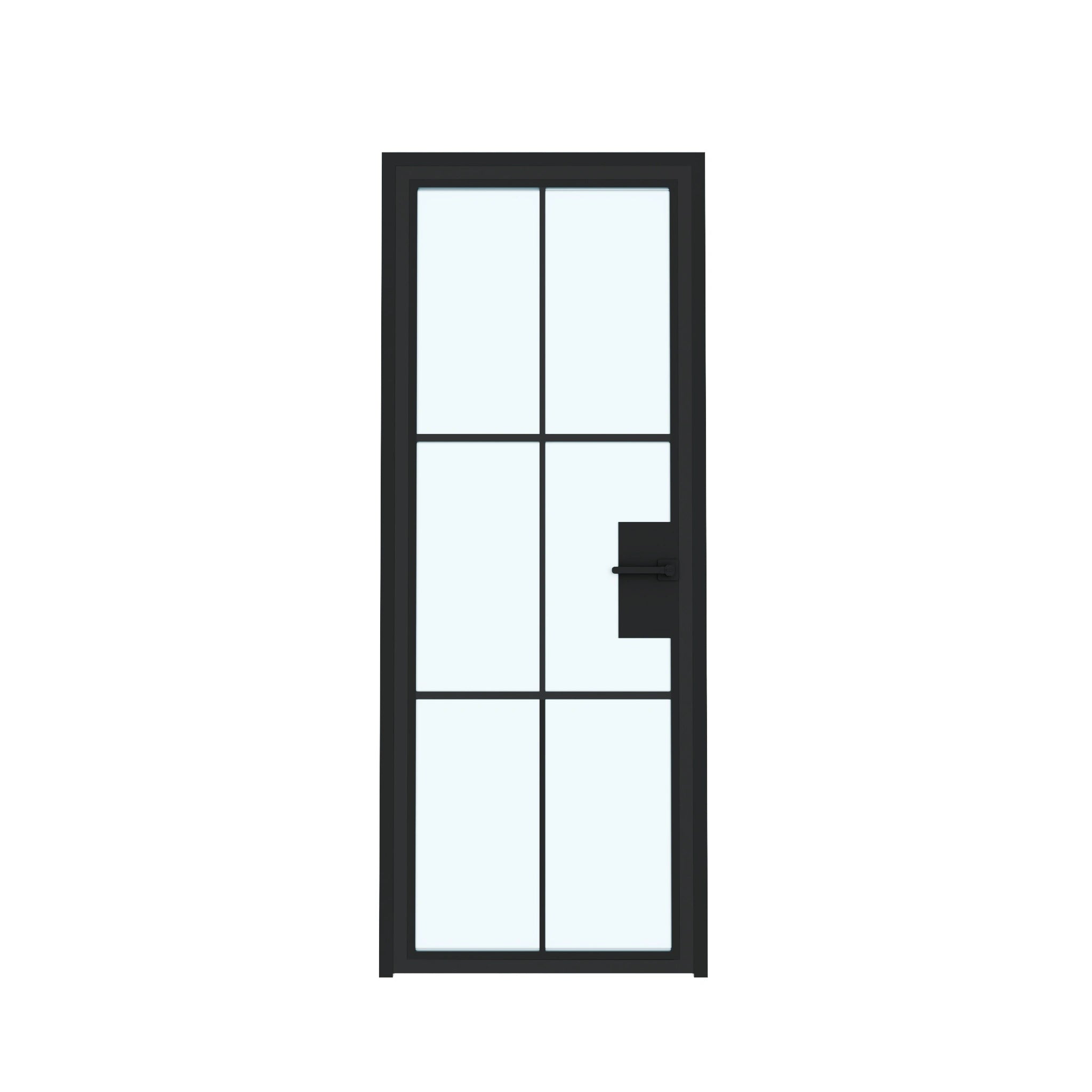 6 Lite Interior Steel French Door Frosted Glass - AlpadaDoors - Interior single swing door