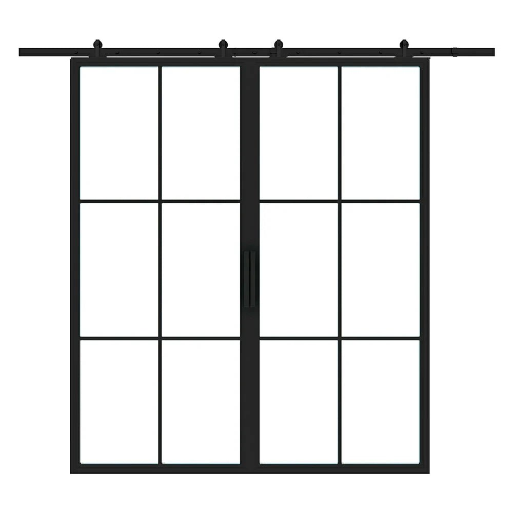 6 Lite Interior Steel French Double Barn Door - AlpadaDoors - Interior double barn door