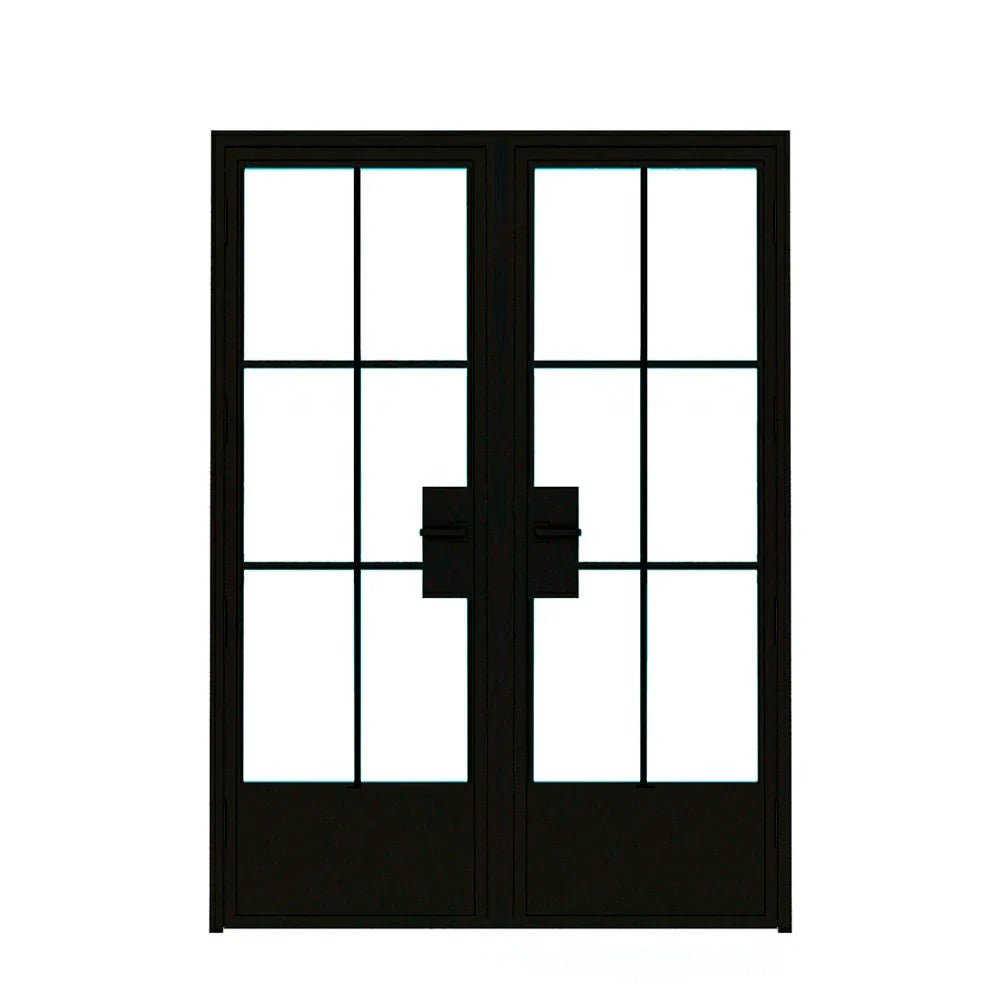 6 Lite Interior Steel French Double Door - AlpadaDoors - Interior double swing door