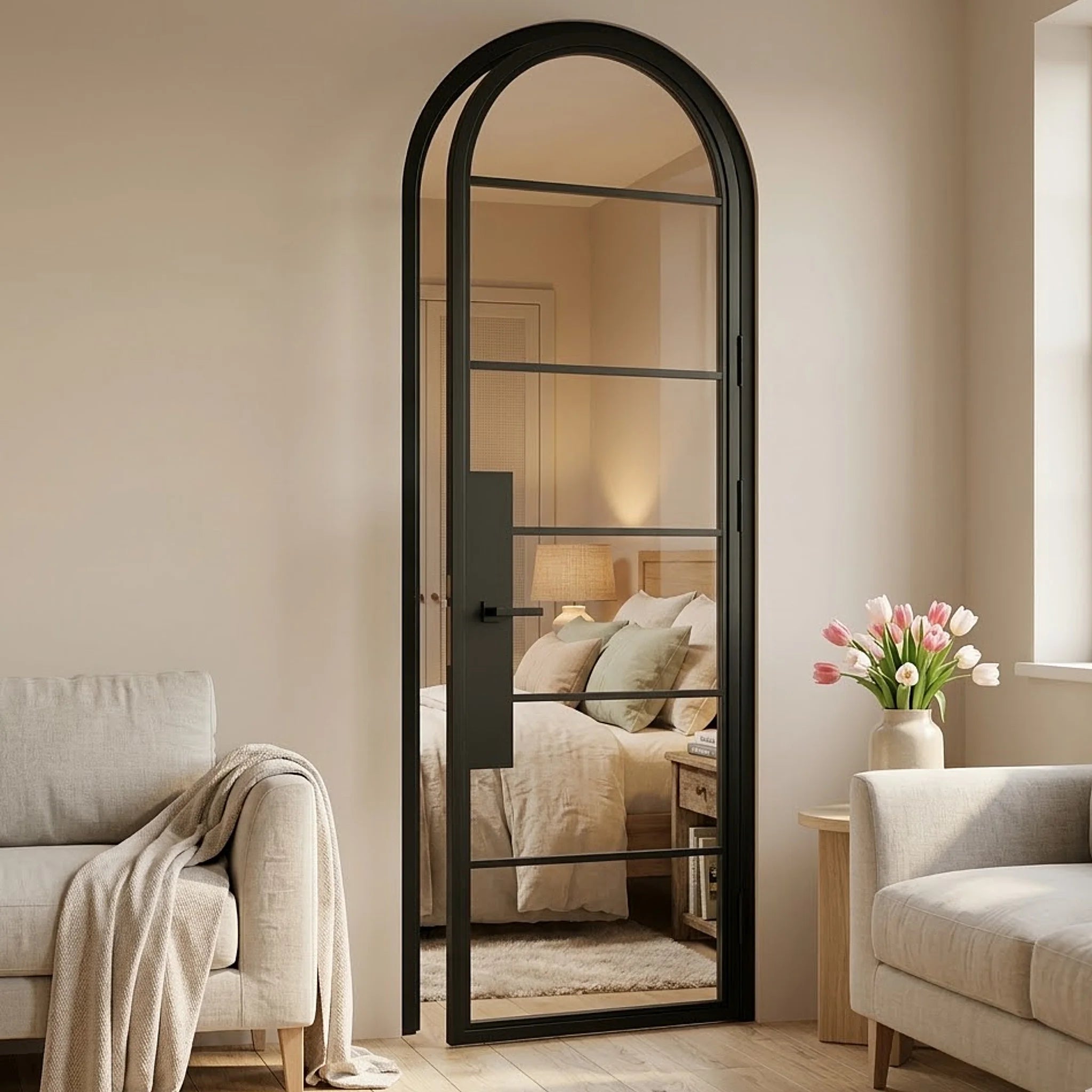 6 Lite Interior Steel Round Top French Door Modern Line - Alpada Doors