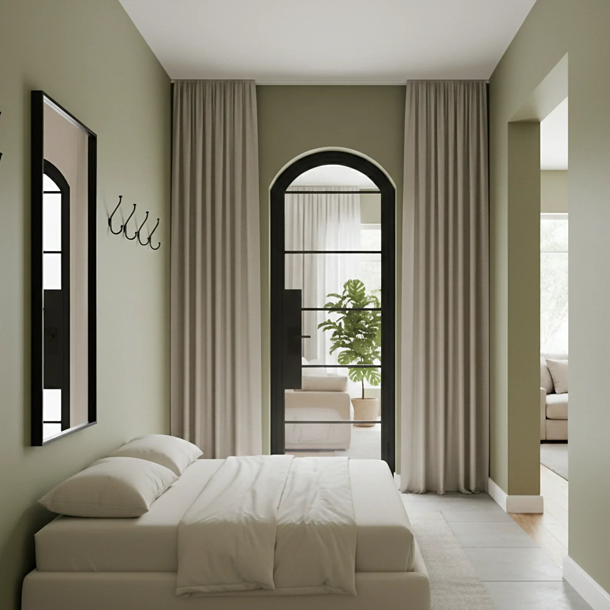 6 Lite Interior Steel Round Top French Door