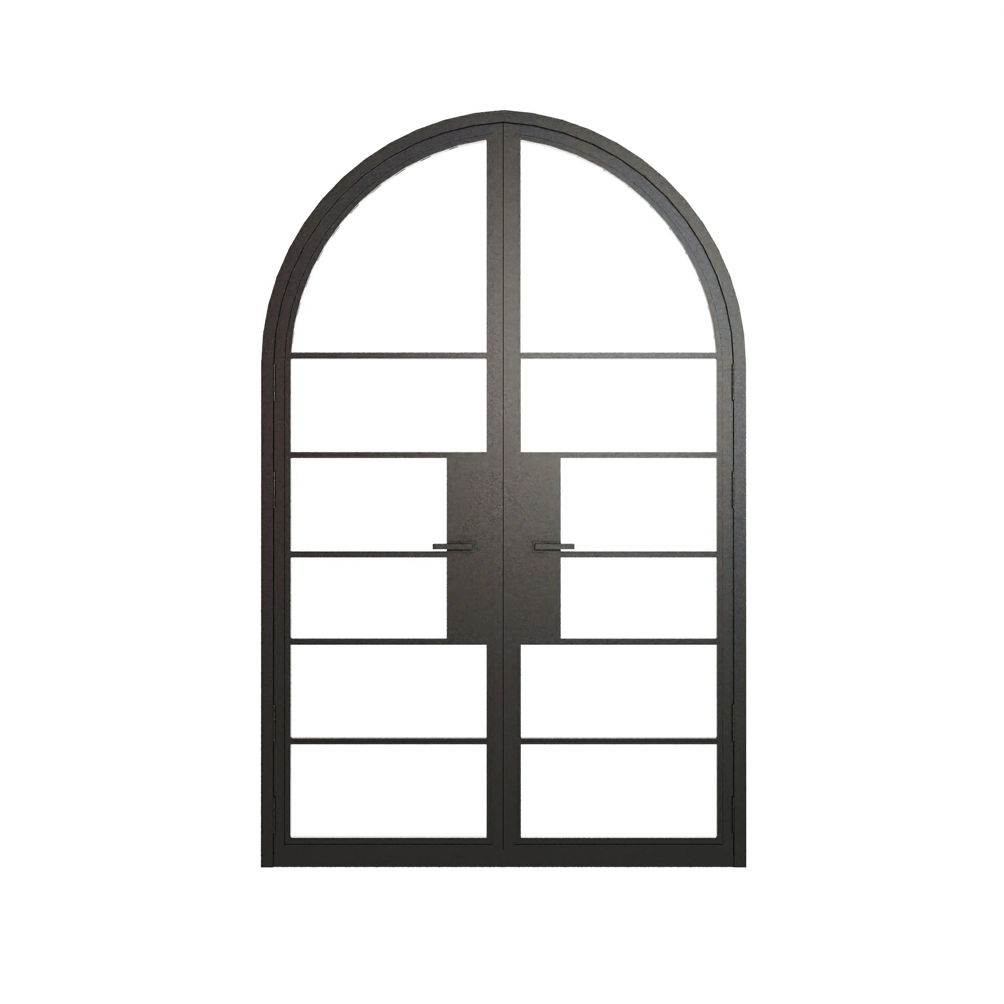 6 Lite Round Top Double Front Door - steel and glass front door closed view - Alpada Doors