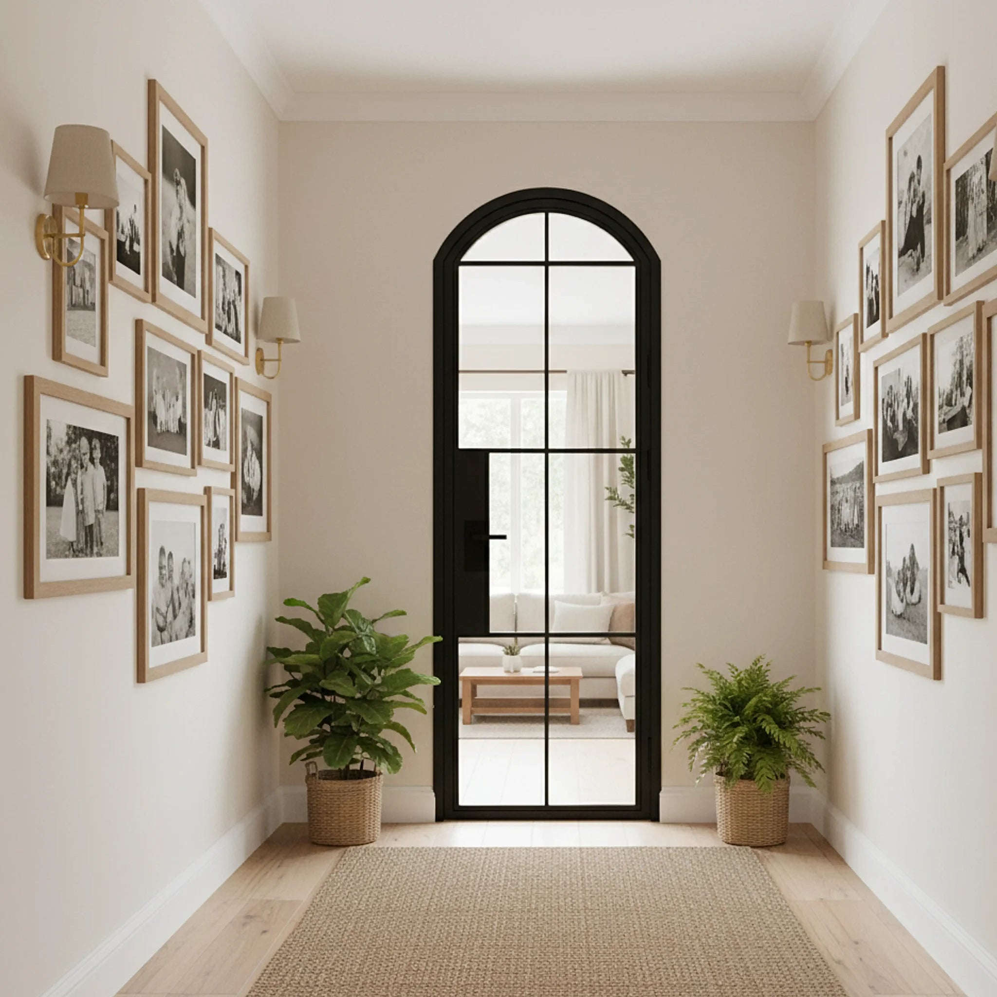 8 Lite Interior Steel Arched Top French Door Classic Grid - Alpada Doors