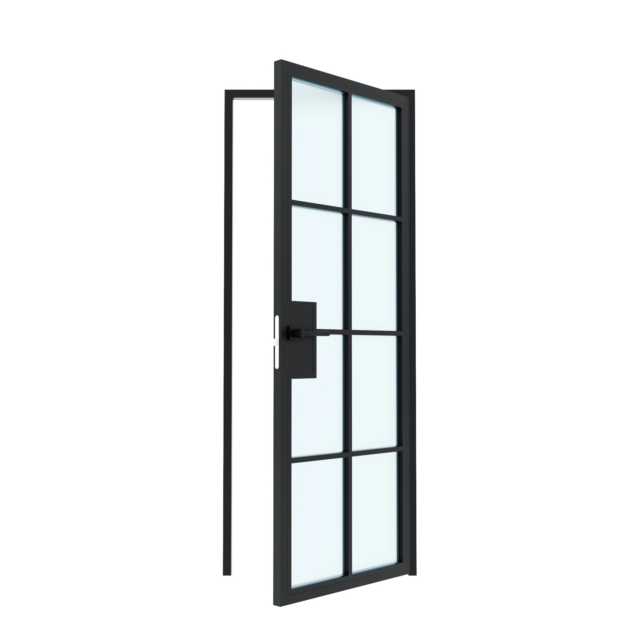 8 Lite Interior Steel French Door Frosted Glass - AlpadaDoors - Interior single swing door