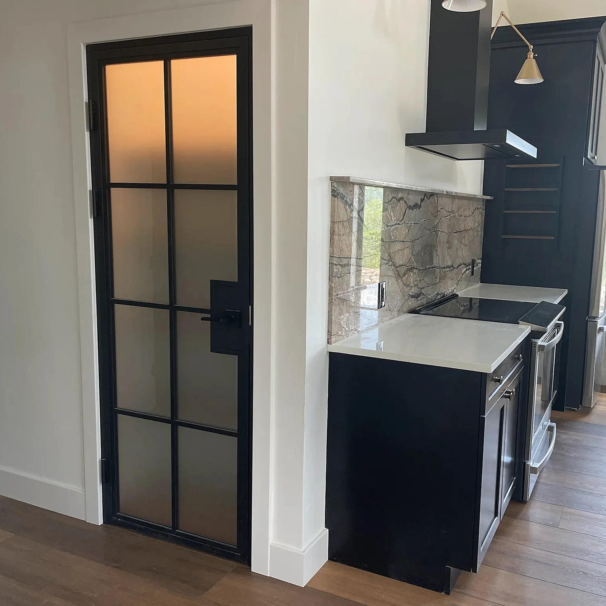 8 Lite Interior Steel French Door Frosted Glass Classic Grid - Alpada Doors