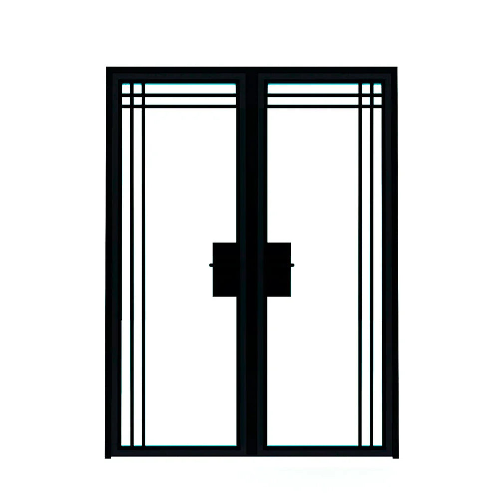 9 Lite Interior Steel Double Door – Top Outward