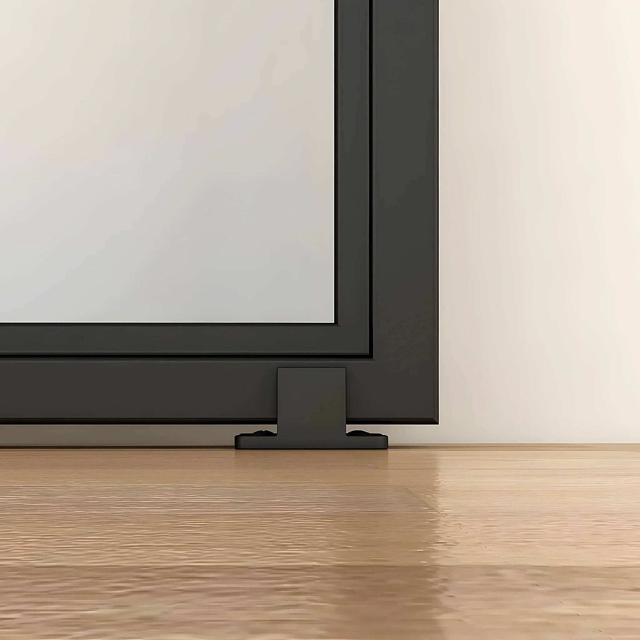 Interior Double Barn Doors With Glass Bottom Guide Detail - Alpada Doors