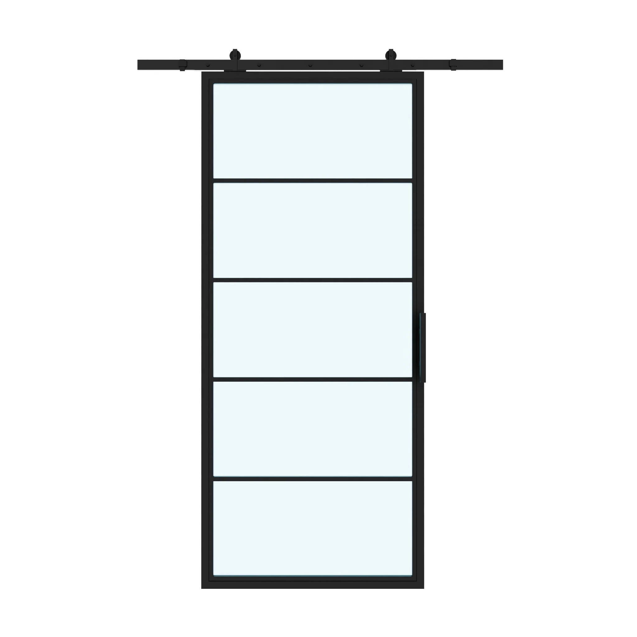 5 Lite Interior Steel Glass Barn Door